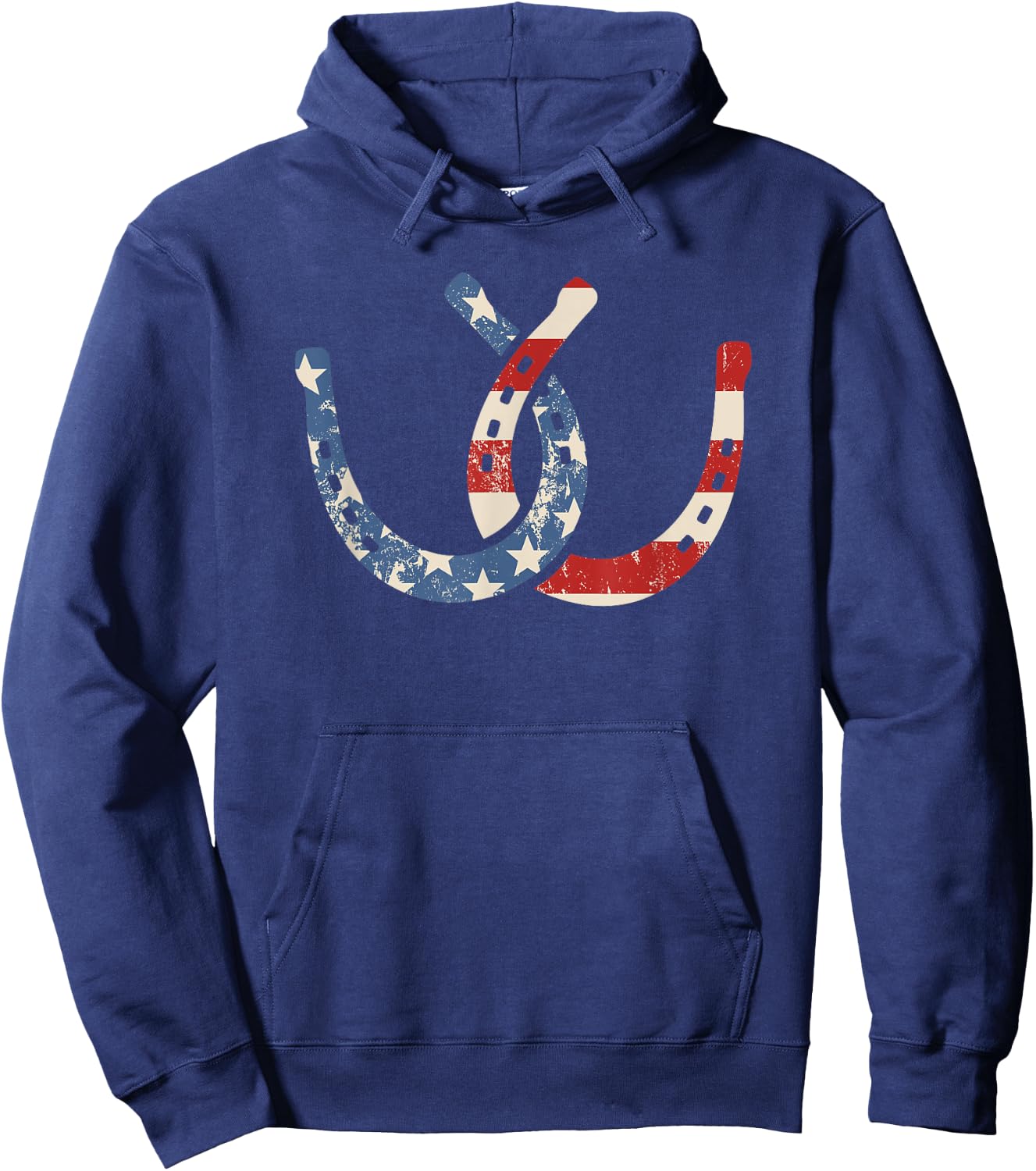 Horseshoe Flag July 4th Horseback Riding Horse Equestrian Hoodie - Hoodie | Navy