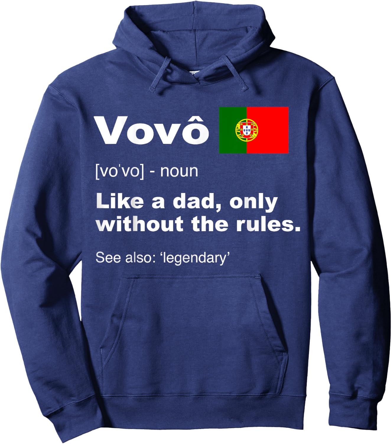 Proud Portugues Vovo Camisa Funny Portuguese Grandfather Hoodie - Hoodie | Navy