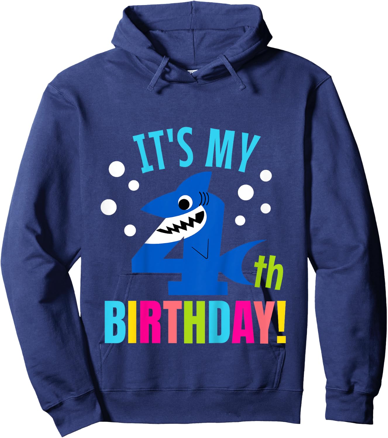 4 Year Old 4th Shark Party Birthday Baby Gift Girls And Boys Hoodie - Hoodie | Navy