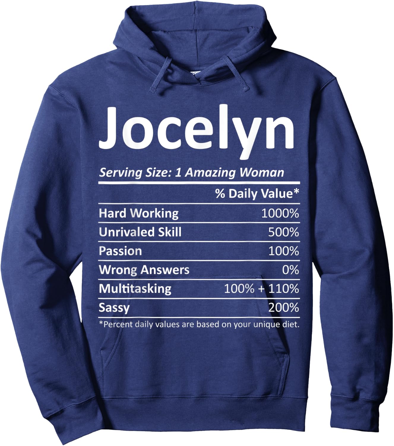 JOCELYN Nutrition Personalized Name Funny Christmas Gift Hoodie - Hoodie | Navy