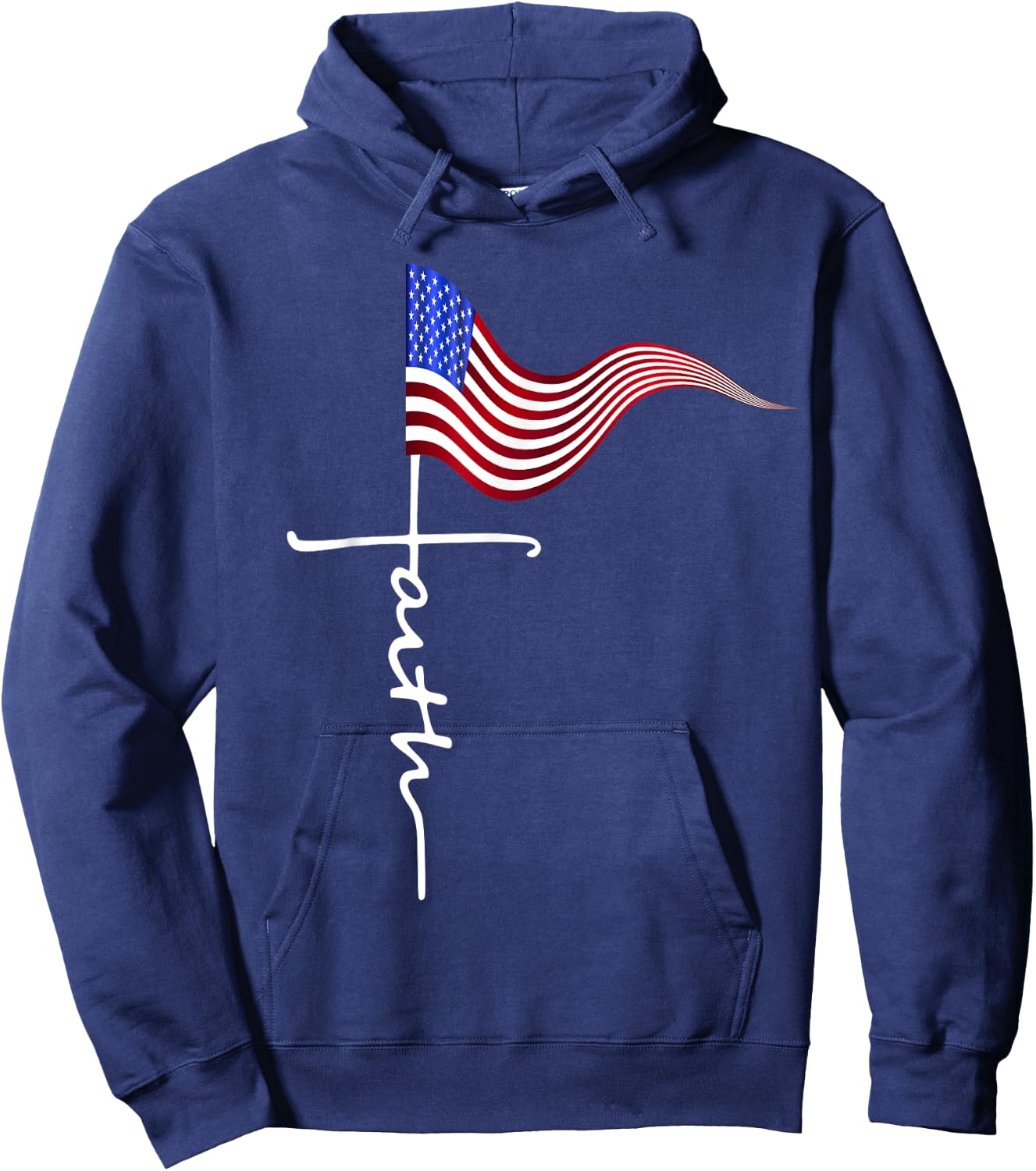 FAITH in the Cross and American Flag, One nation under God Hoodie - Hoodie | Navy