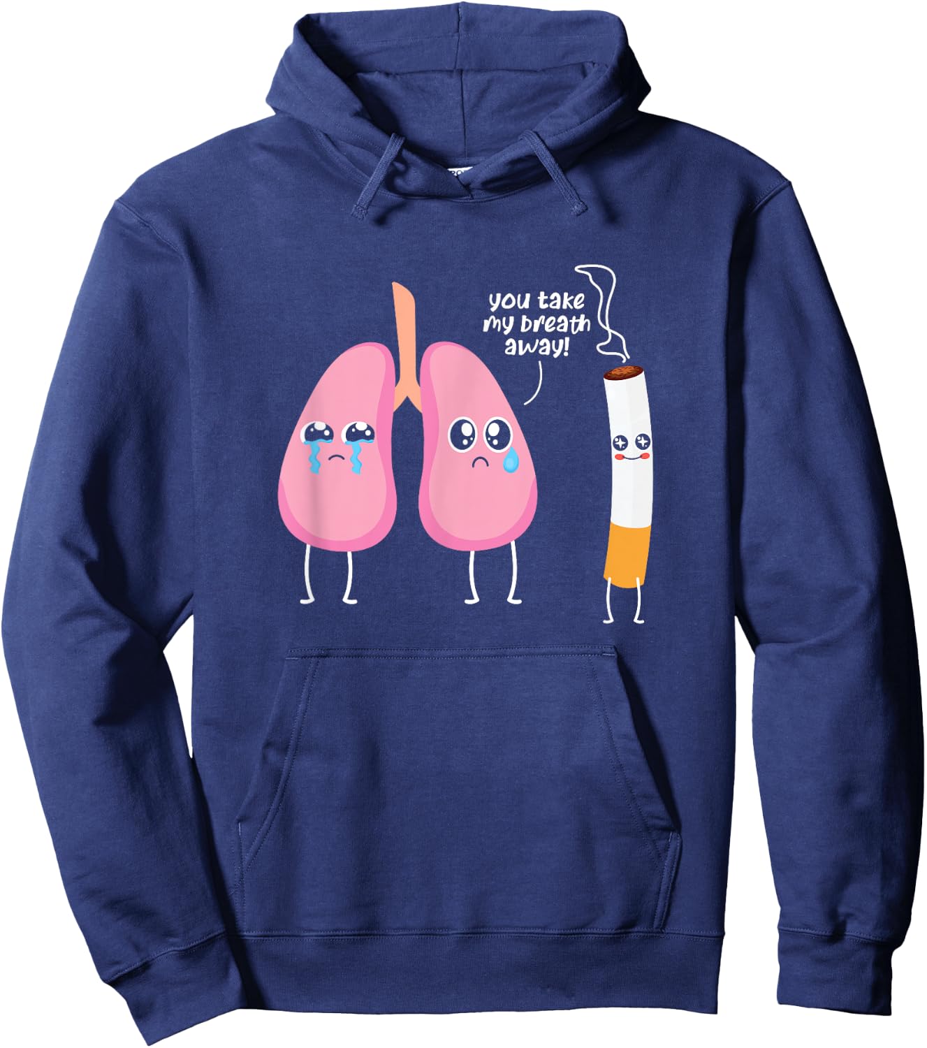 Lung Cigar Stop Smoking Support Lung Cancer Awareness Hoodie - Hoodie | Navy