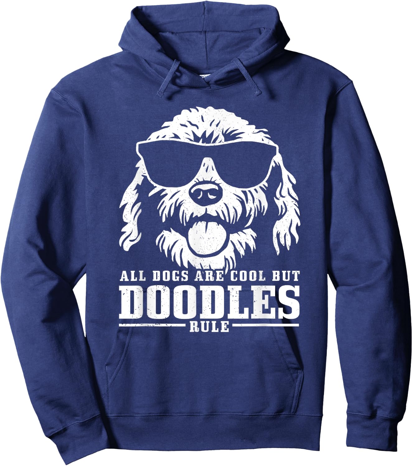 We Love Doodle Dogs - Goldendoodle Apparel Co. -Adults Black Cartoon Dog Pattern Hoodie - Hoodie | Navy