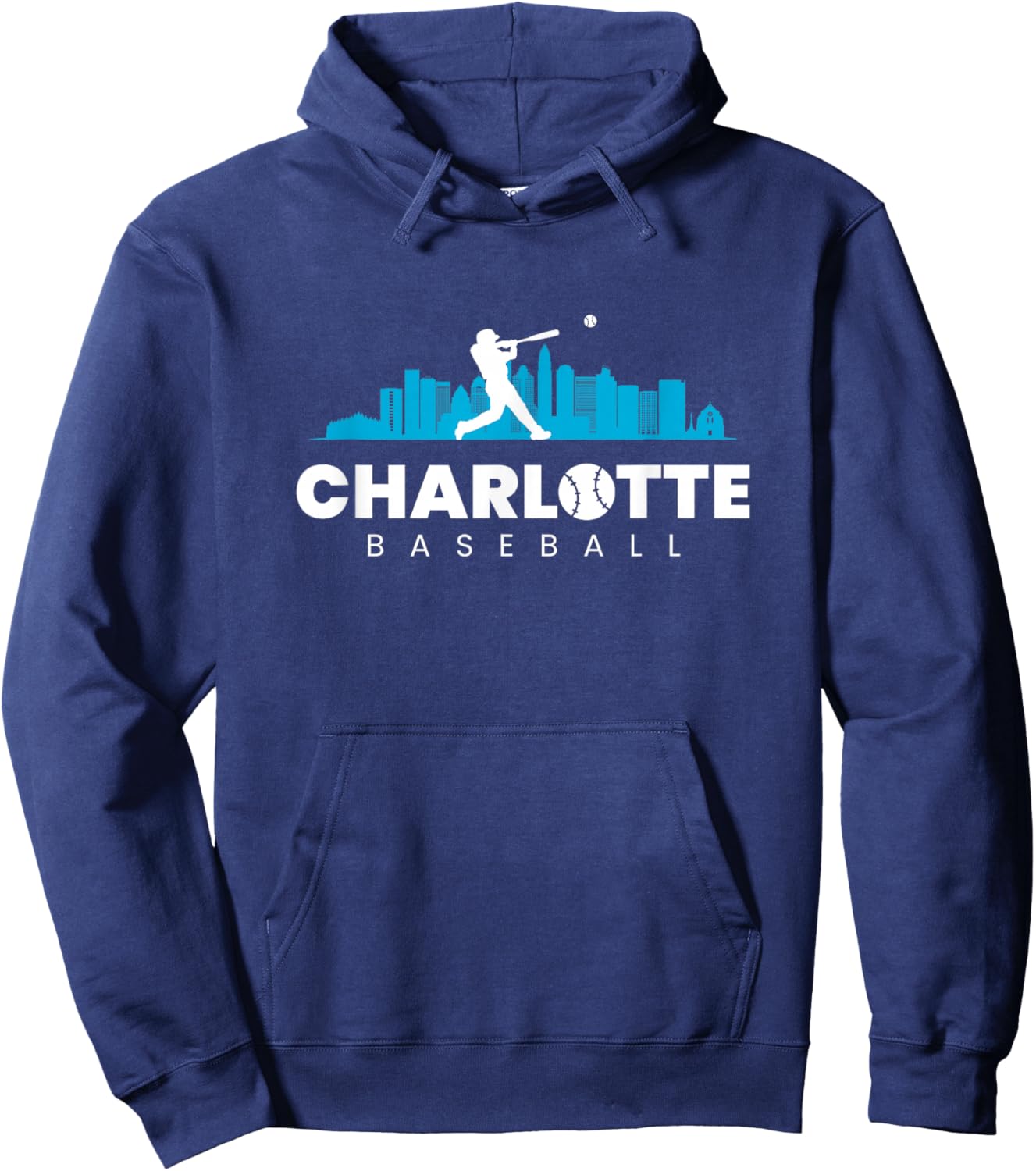 Charlotte Baseball Vintage Minimalist Retro Baseball Lover Hoodie - Hoodie | Navy