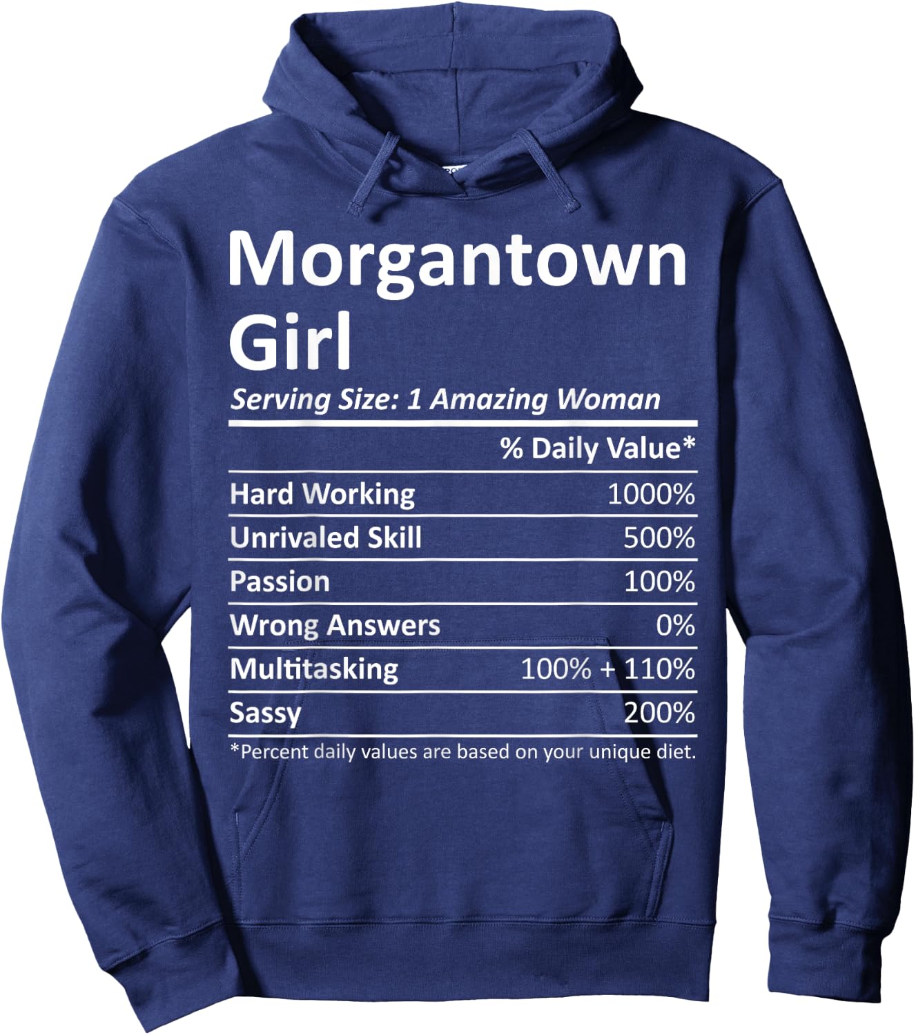 MORGANTOWN GIRL WV WEST VIRGINIA Funny City Home Roots Gift Hoodie - Hoodie | Navy