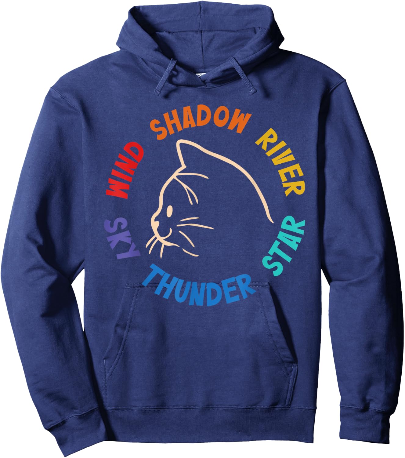 Wind Shadow River Star Thunder Sky Cat Feline Hoodie - Hoodie | Navy
