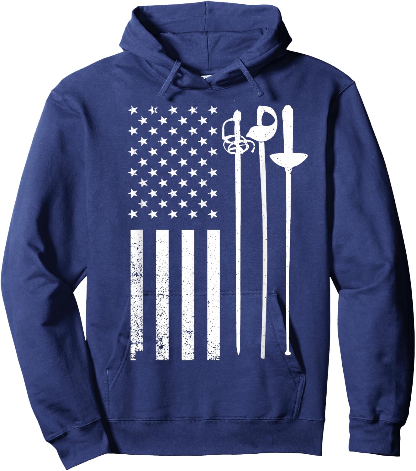 Cool Fencing Art Women American Flag Fencing Coach Hoodie - Hoodie | Navy