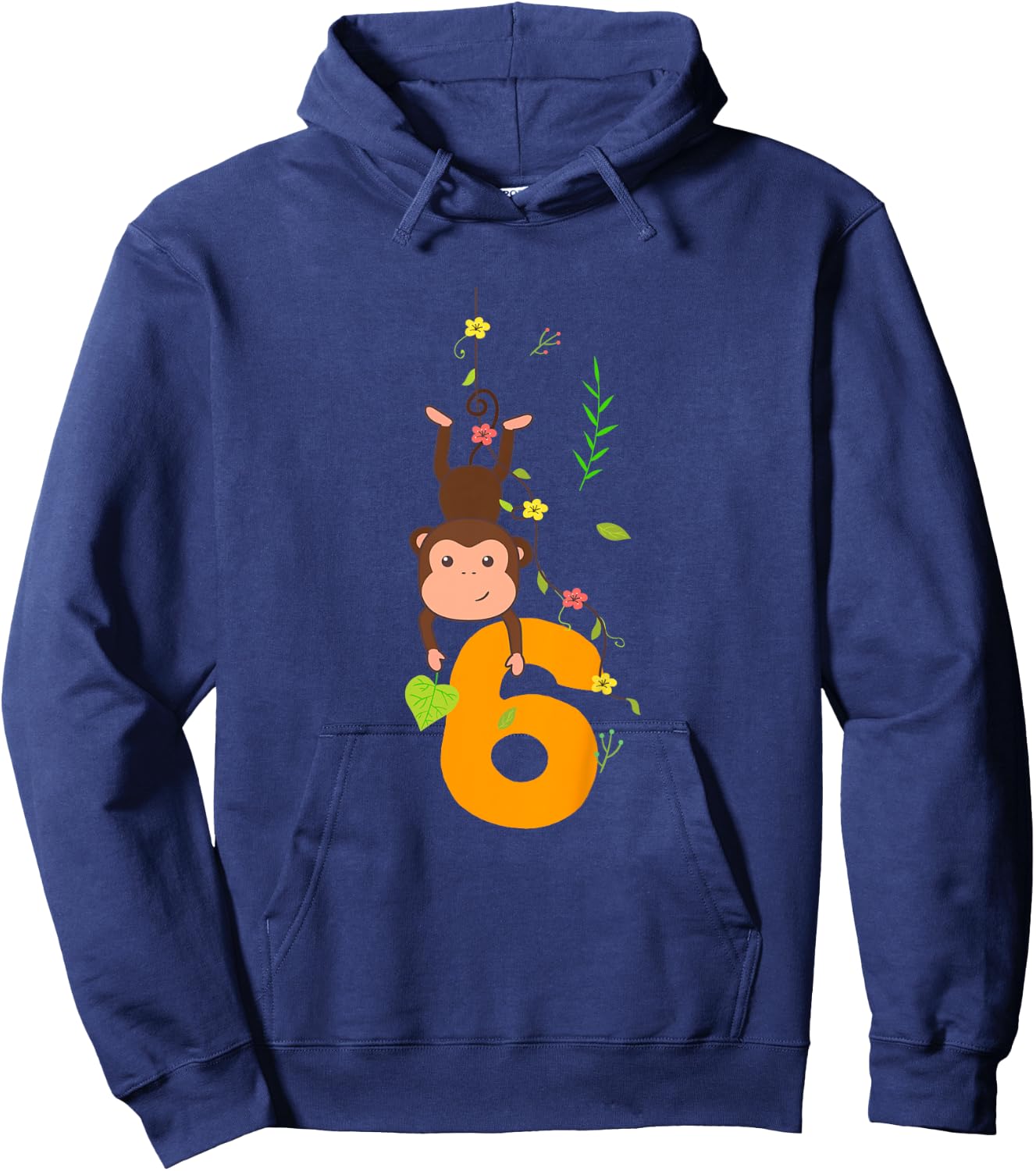 Kids Funny Cute Monkey Lover 6th Birthday Six 6 Yr 6 Year Old Hoodie - Hoodie | Navy