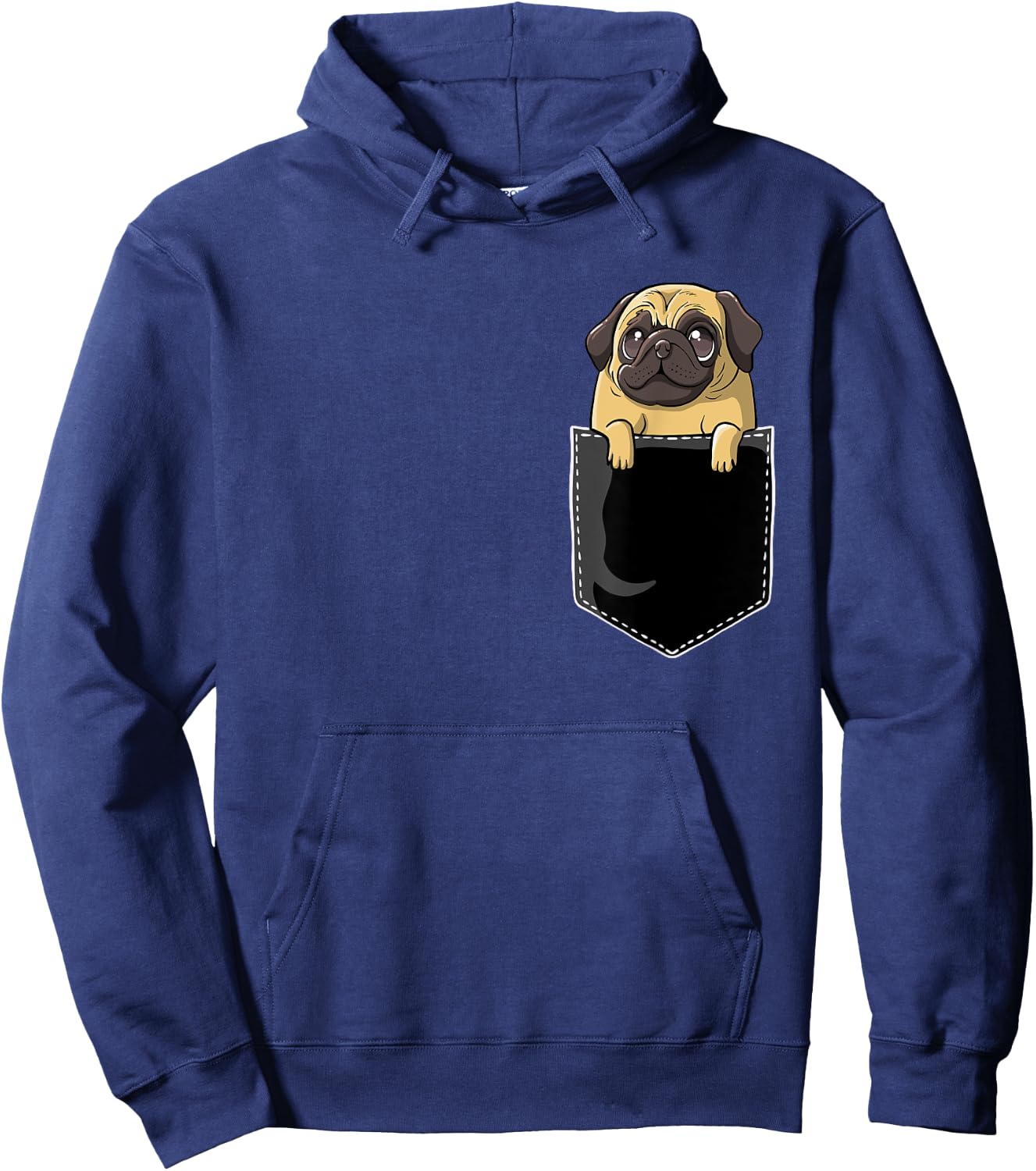 Pug Chest Pocket Pug Lover I Love Pugs Owners Carlino Pug Hoodie - Hoodie | Navy