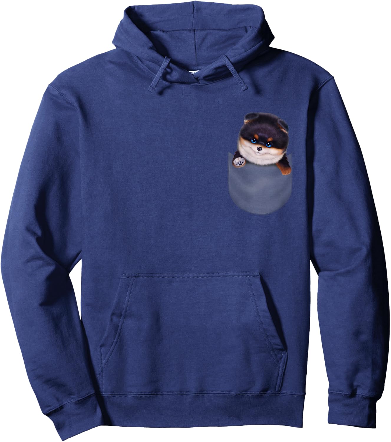 Black Tan Pomeranian Dog in Pocket Men Women Kids Hoodie - Hoodie | Navy