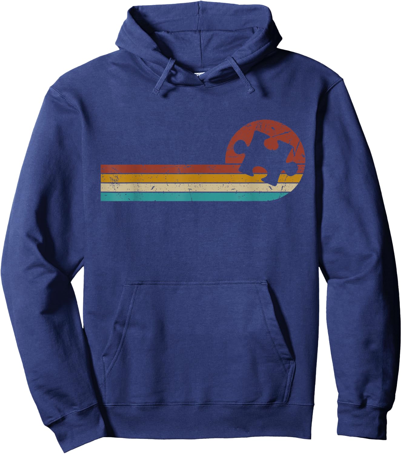 Vintage Autism Puzzle Mom Dad Autism Awareness Hoodie - Hoodie | Navy