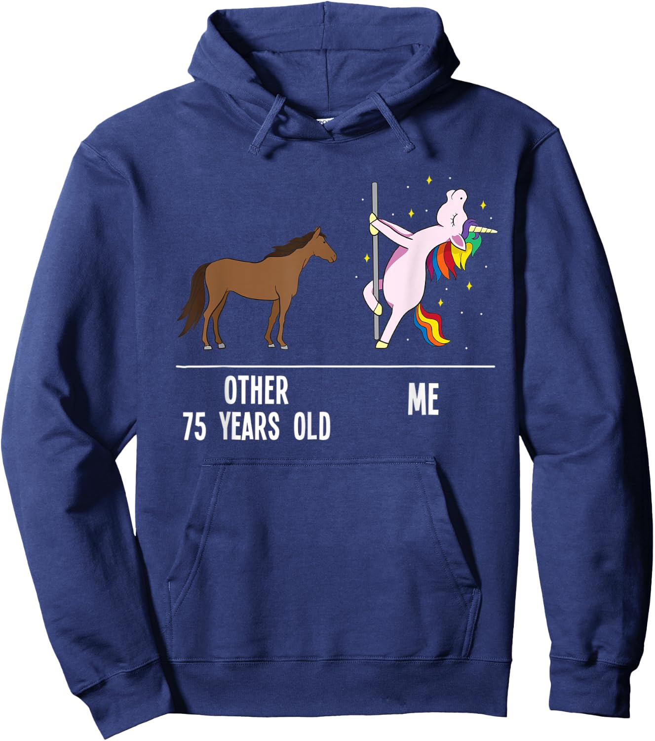 75th Birthday Unicorn Funny 75 Years Old Other me Women Hoodie - Hoodie | Navy