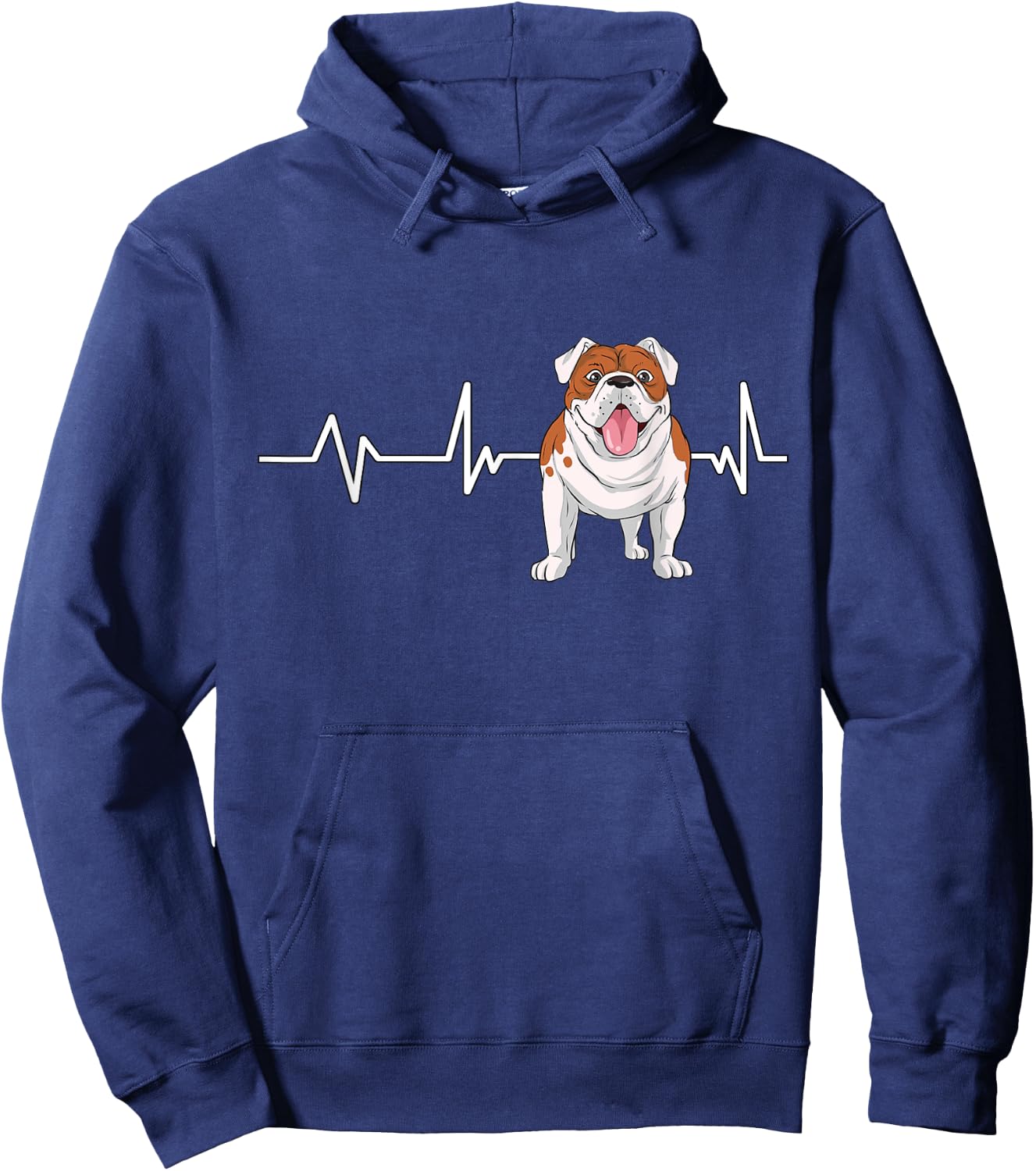 English Bulldog Heartbeat EKG Dog Owner Gift English Bulldog Hoodie - Hoodie | Navy