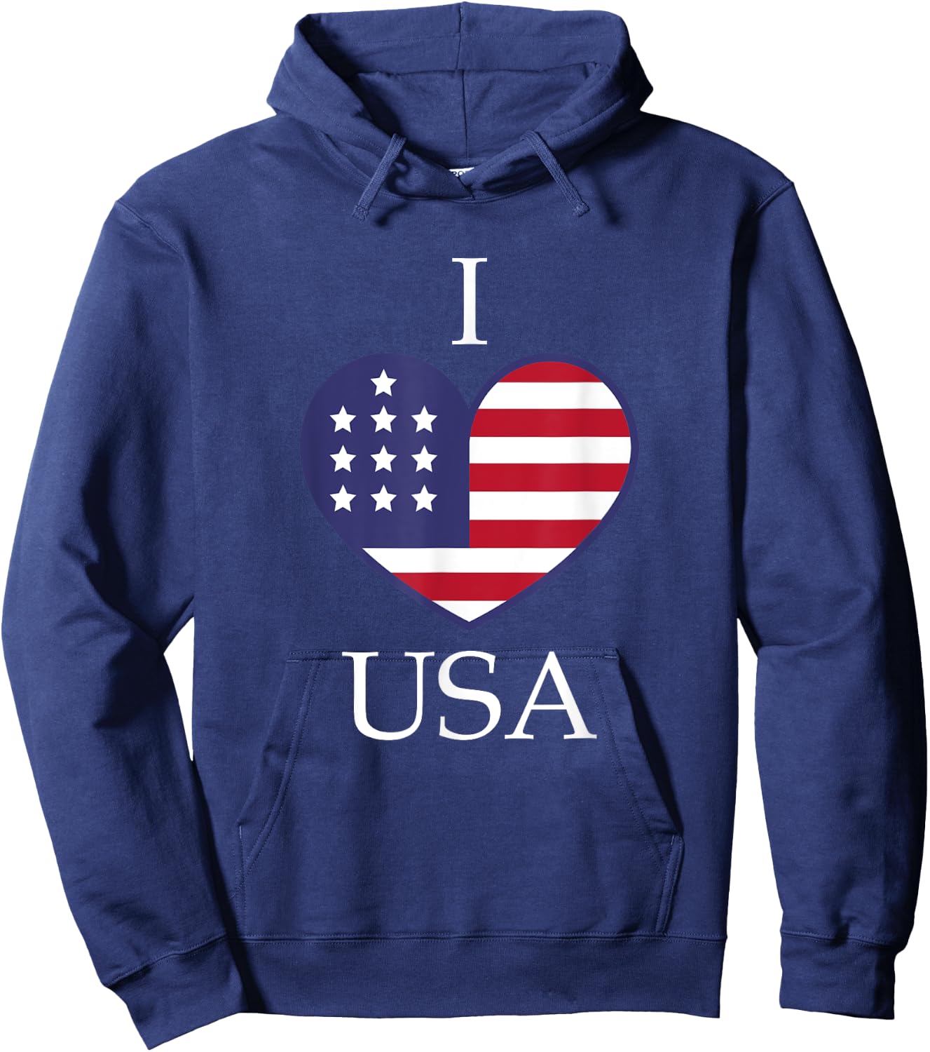 I heart USA, I Love USA, America Patriotic Hoodie - Hoodie | Navy