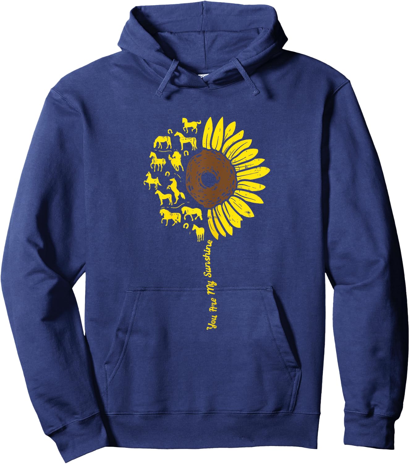 Horse Sunflower You're My Sunshine Animal Equestrian Gift Hoodie - Hoodie | Navy