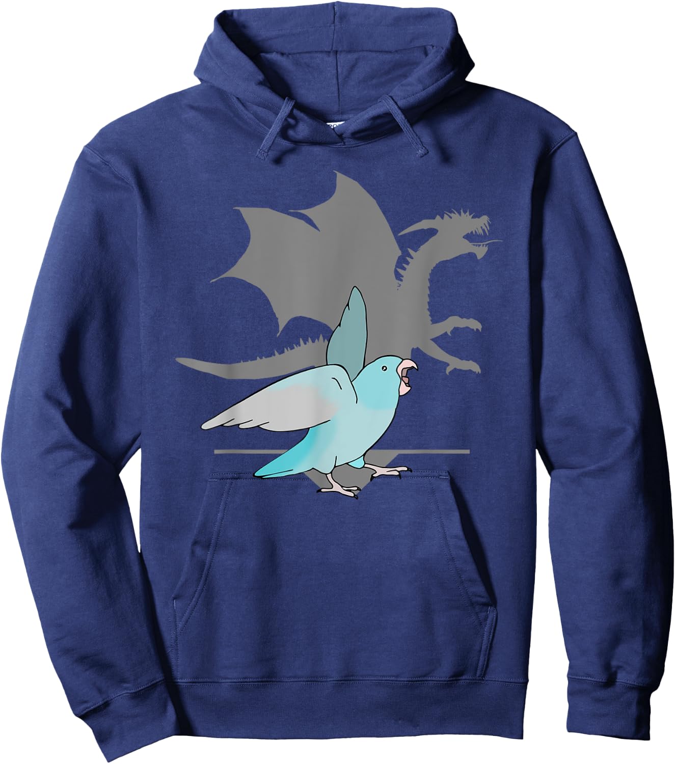 Blue Pacific Parrotlet with Dragon Shadow Birb memes Parrot Hoodie - Hoodie | Navy