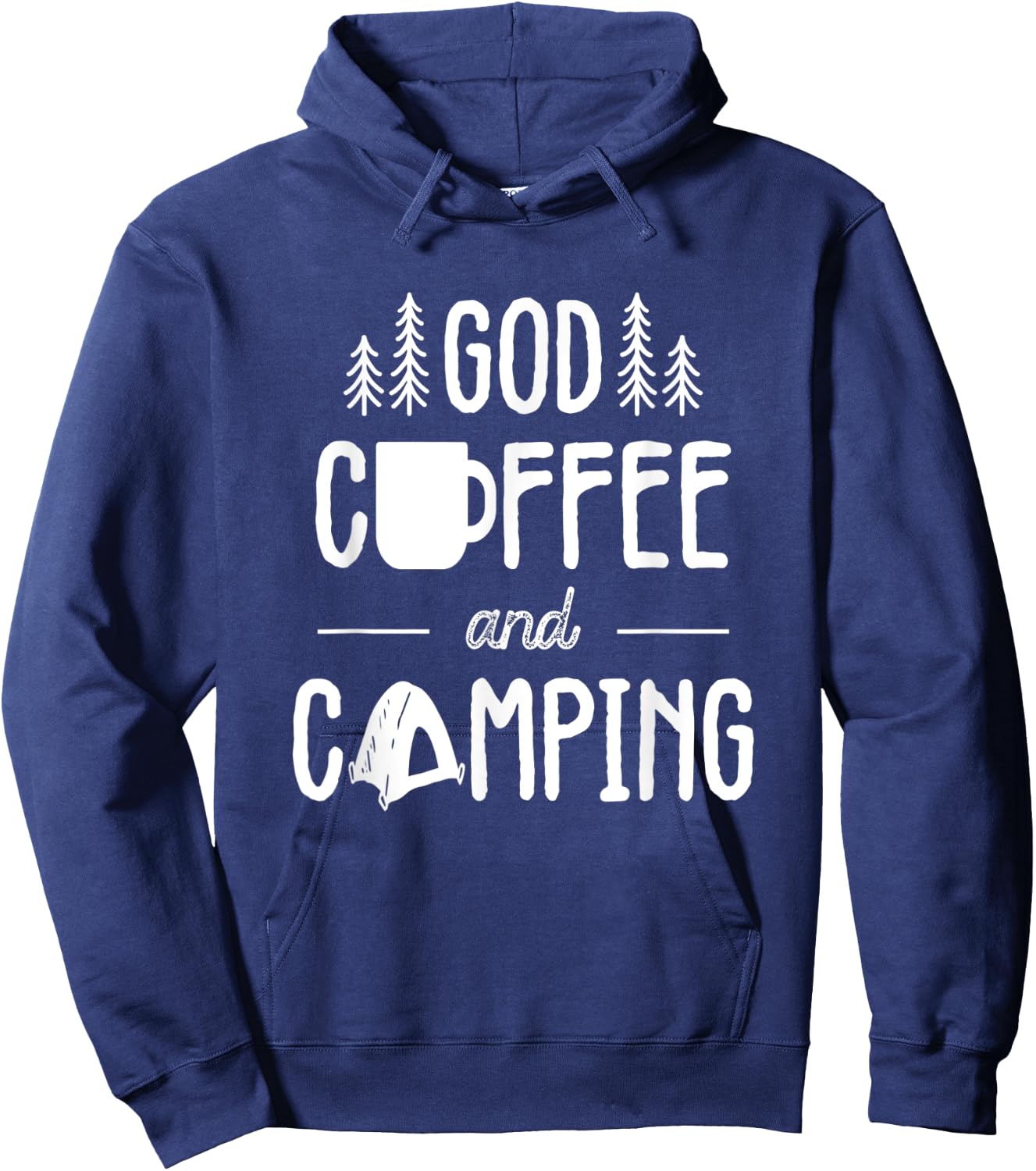 God Coffee And Camping Gifts Men Women Kids Christian Camp Hoodie - Hoodie | Navy