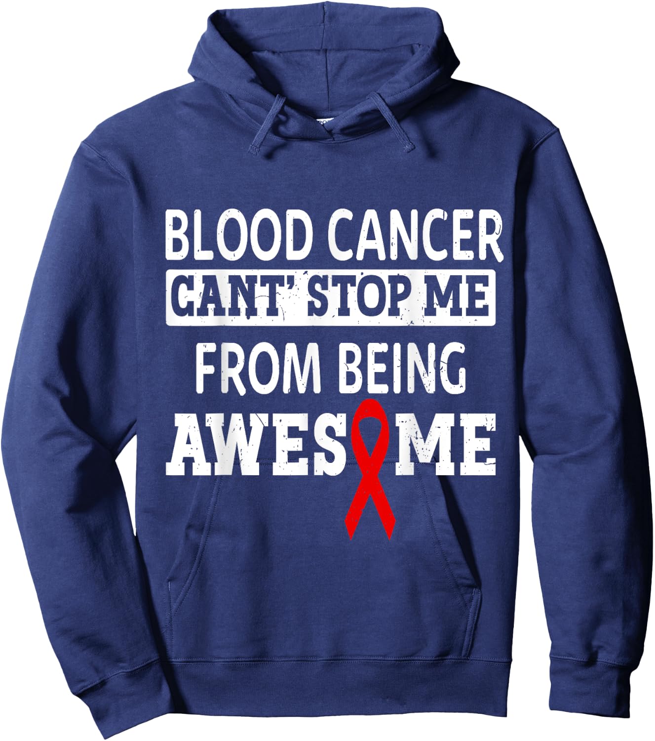 Blood Cancer Awareness Leukemia Warrior Red Ribbon Hoodie - Hoodie | Navy