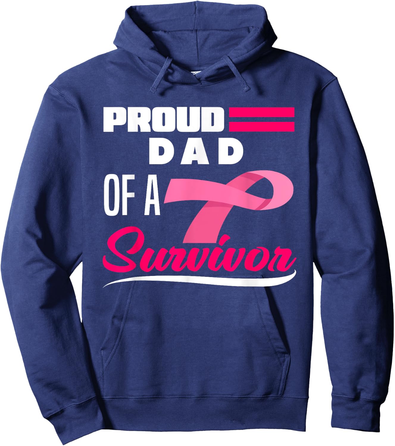 Proud Dad Of A Survivor Daughter Breast Cancer Awareness Hoodie - Hoodie | Navy