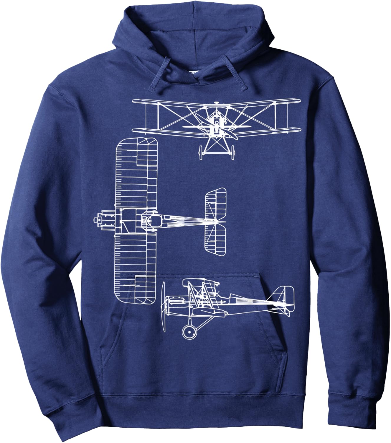 S.E.5 UK WW1 Plane Warbird Blueprint Schematics Diagram Hoodie - Hoodie | Navy