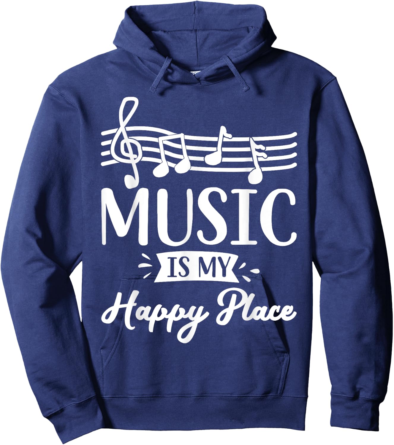 Music is My Happy Place Gift Musician Lover Artist Singer Hoodie - Hoodie | Navy