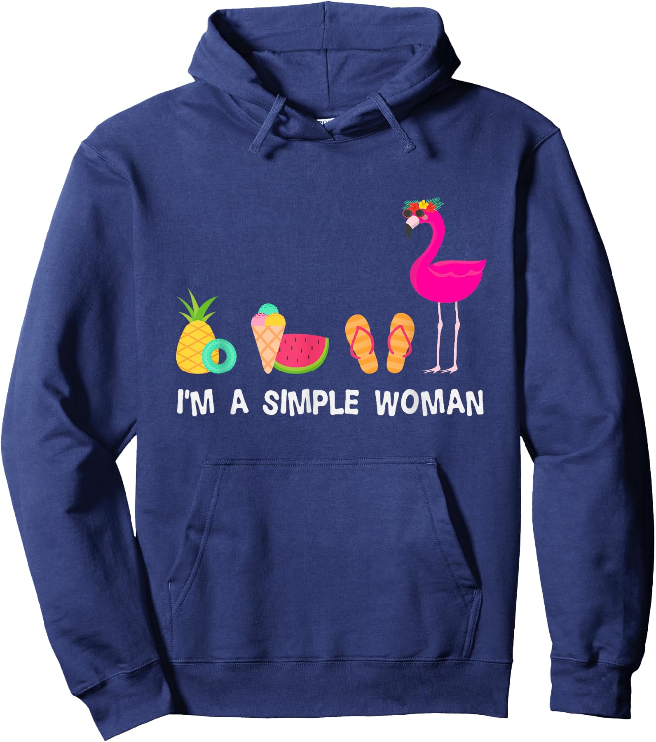 Im A Simple Woman Flamingo Hoodie - Hoodie | Navy