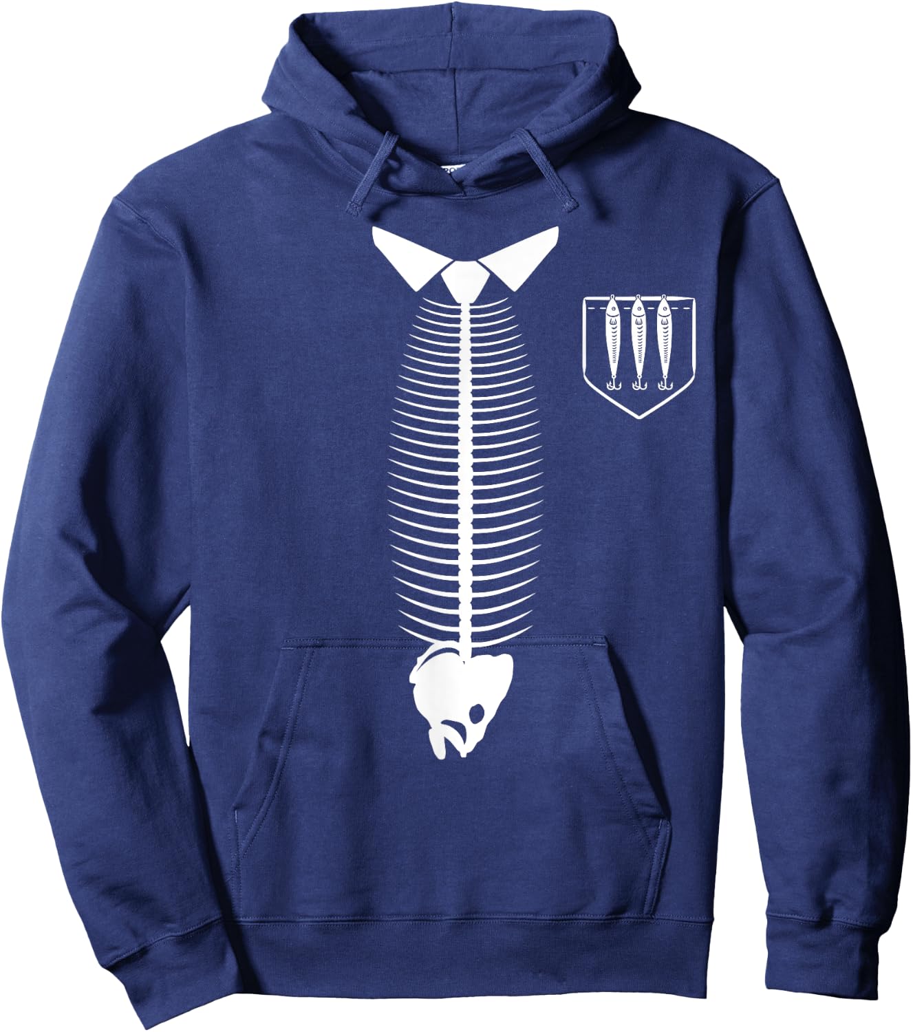 Tie Fish & Fake Pocket Funny Angler Fisherman Fishing Dad Hoodie - Hoodie | Navy