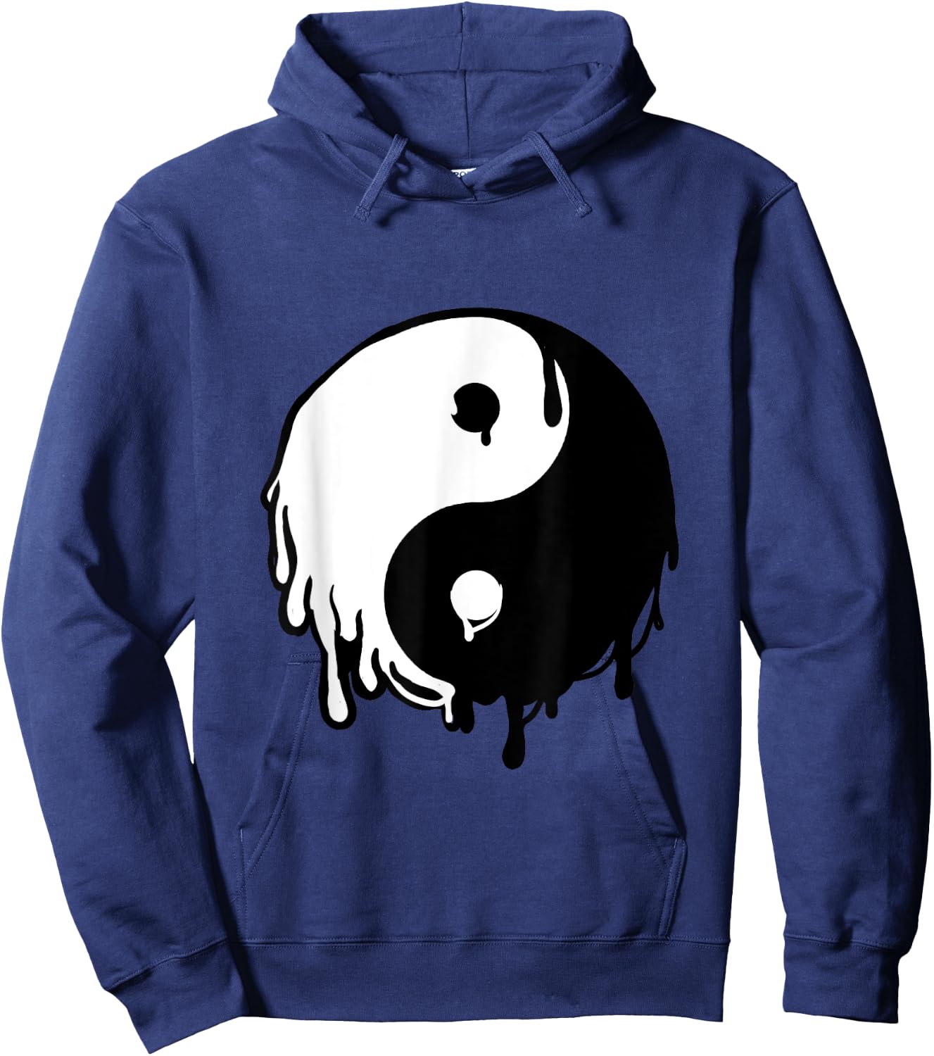 Awesome Yin and Yang Designs Grey Dripping Yin Yang Hoodie - Hoodie | Navy