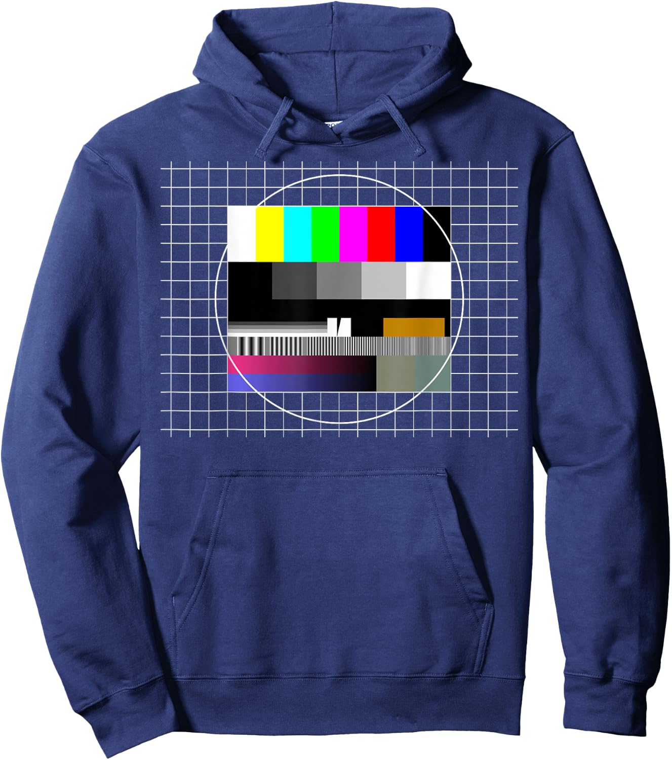 TV Test Pattern Color Bars Test Card Screen, Nostalgic Nerdy Hoodie - Hoodie | Navy