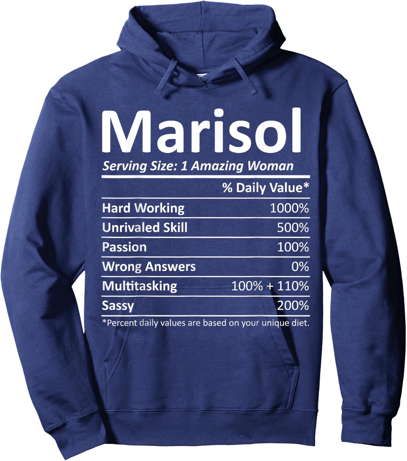 MARISOL Nutrition Personalized Name Funny Christmas Gift Hoodie - Hoodie | Navy