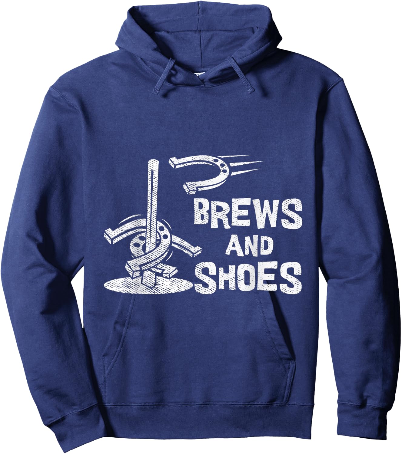 Brews And Shoes Animal Shoe Beer Drinker Horseshoe Pitching Hoodie - Hoodie | Navy