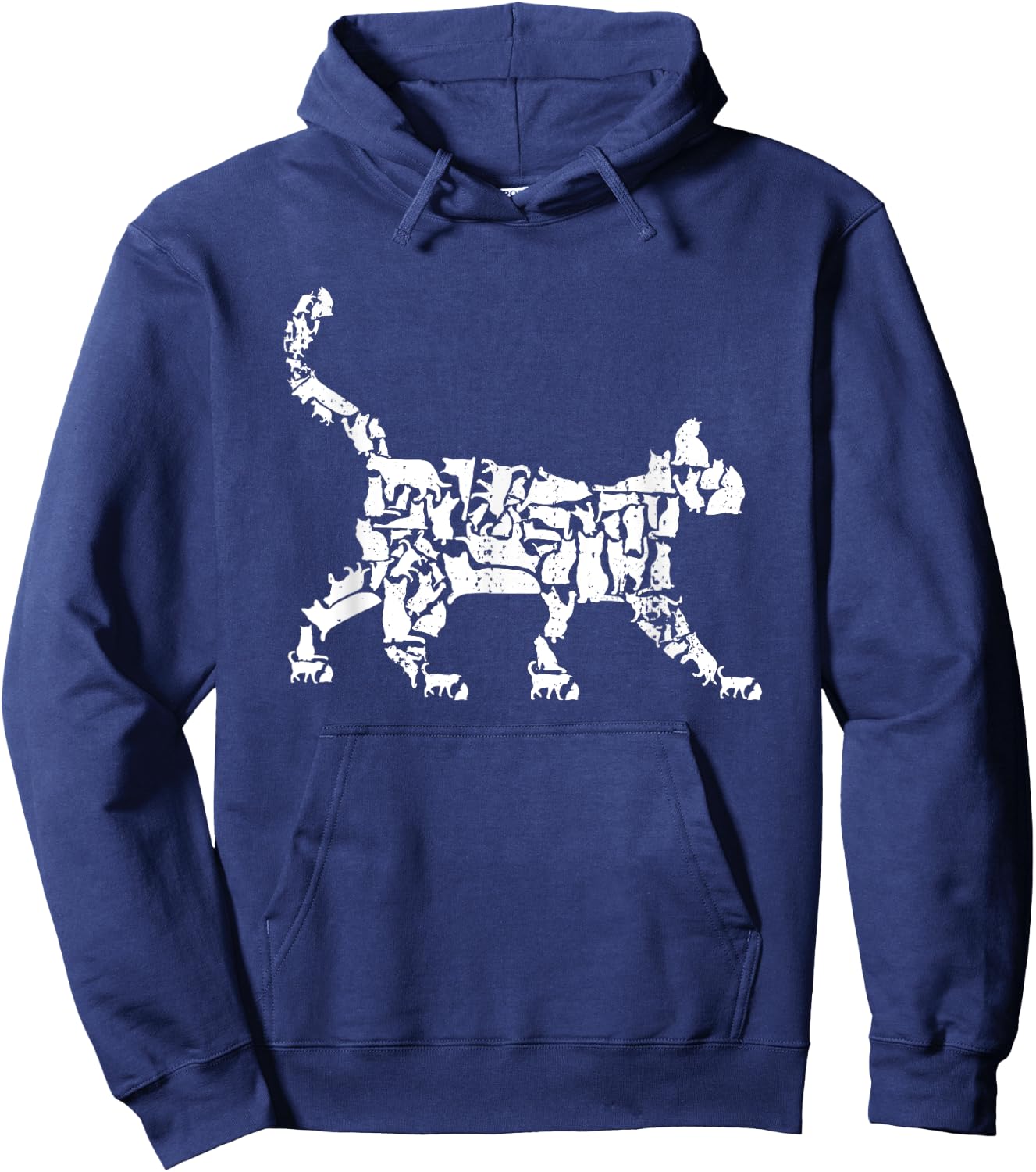Cat Silhouettes Mosaic Domestic Cat Hoodie - Hoodie | Navy