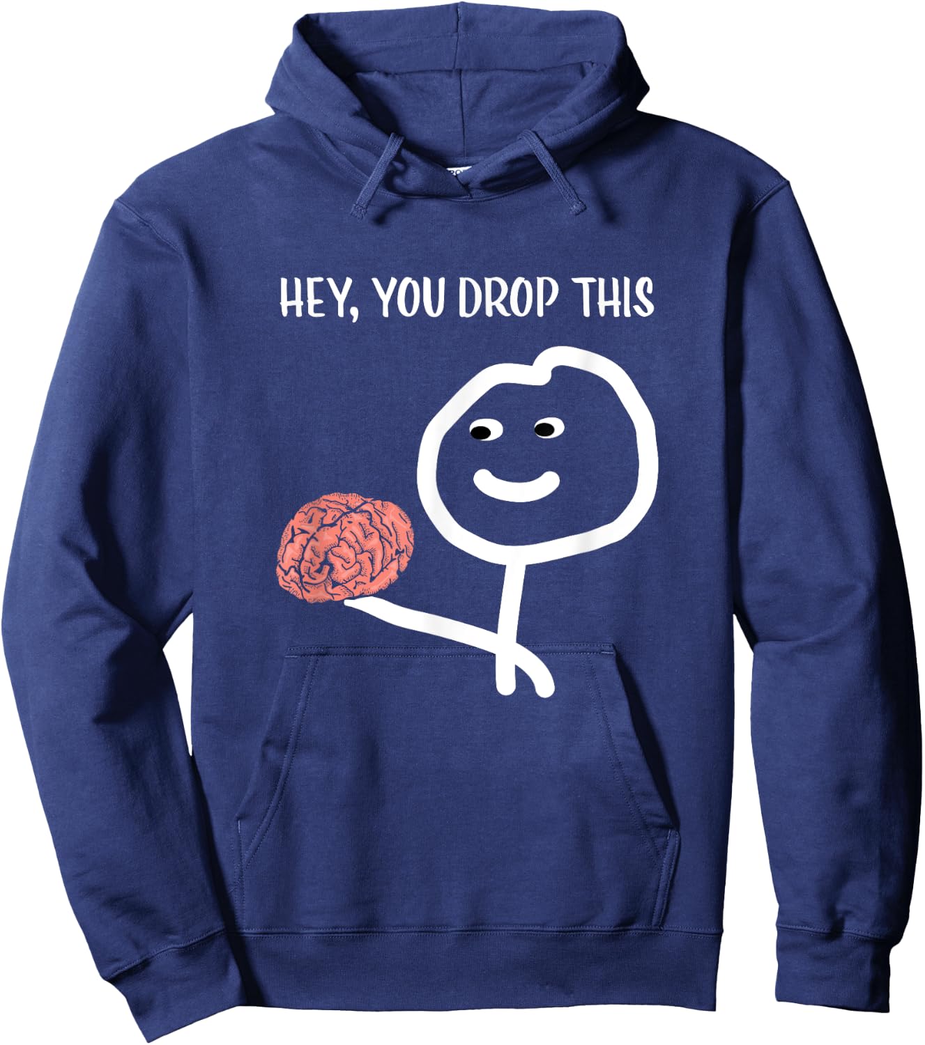 Funny Sayings Sarcastic Humor Stick Man Brain Design Hoodie - Hoodie | Navy