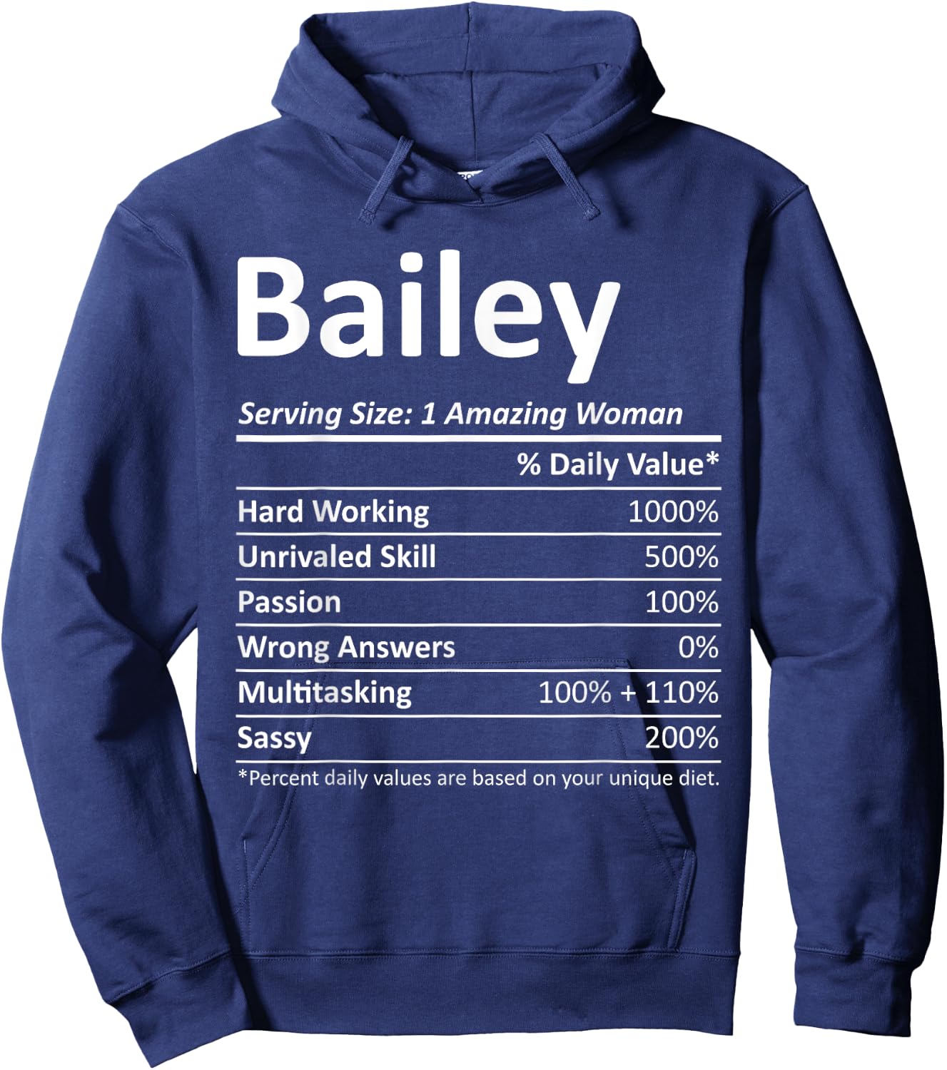 BAILEY Nutrition Personalized Name Funny Christmas Gift Hoodie - Hoodie | Navy