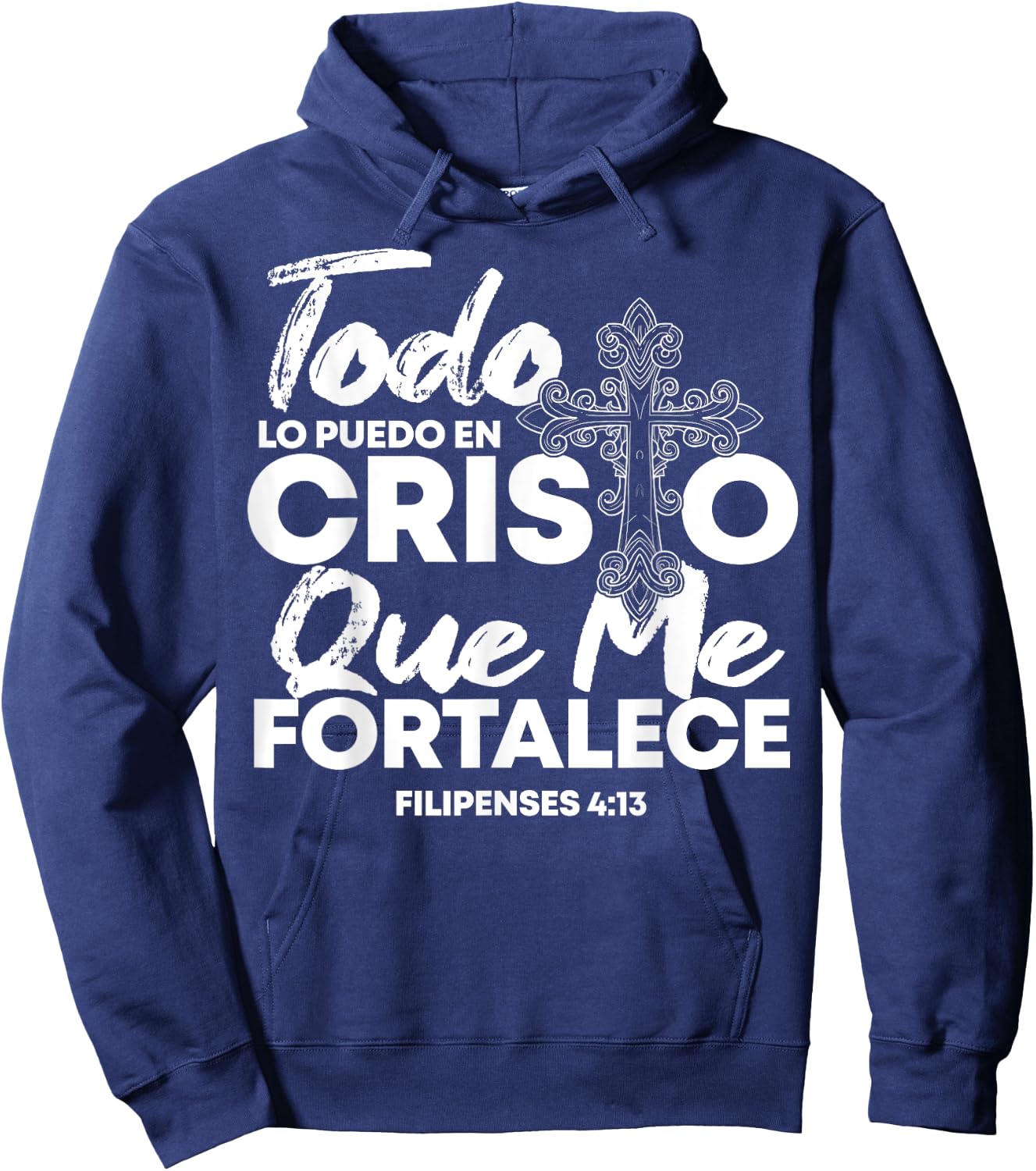 Christian Spanish Religious Bible Verse Saying Hoodie - Hoodie | Navy
