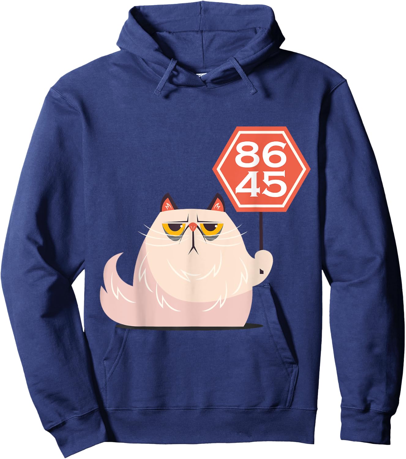 864511320 Anti Trump Cute Cat with 8645 Vote Out Trump Sign Men Women Hoodie - Hoodie | Navy