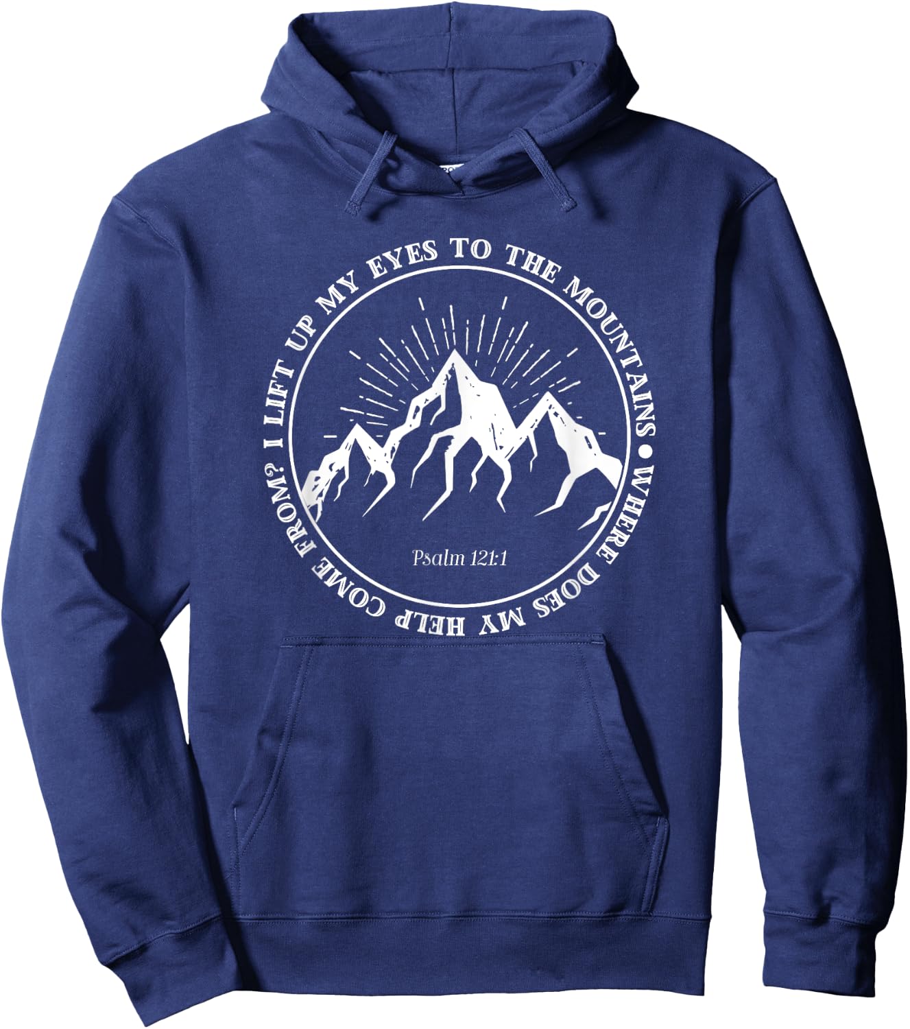 I lift up my eyes to the mountains Psalm 121:1 Bible Faith Hoodie - Hoodie | Navy
