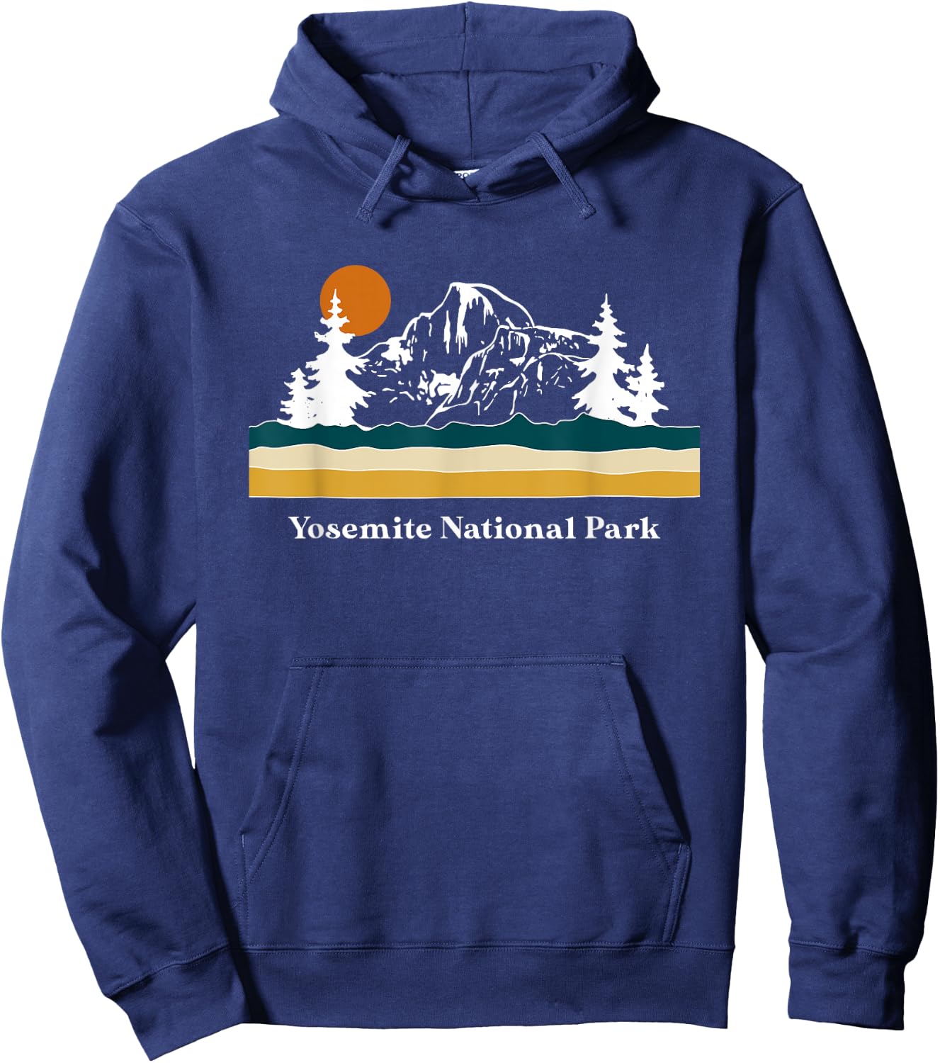 Retro Vintage Yosemite National Park Half Dome Stripes Hoodie - Hoodie | Navy