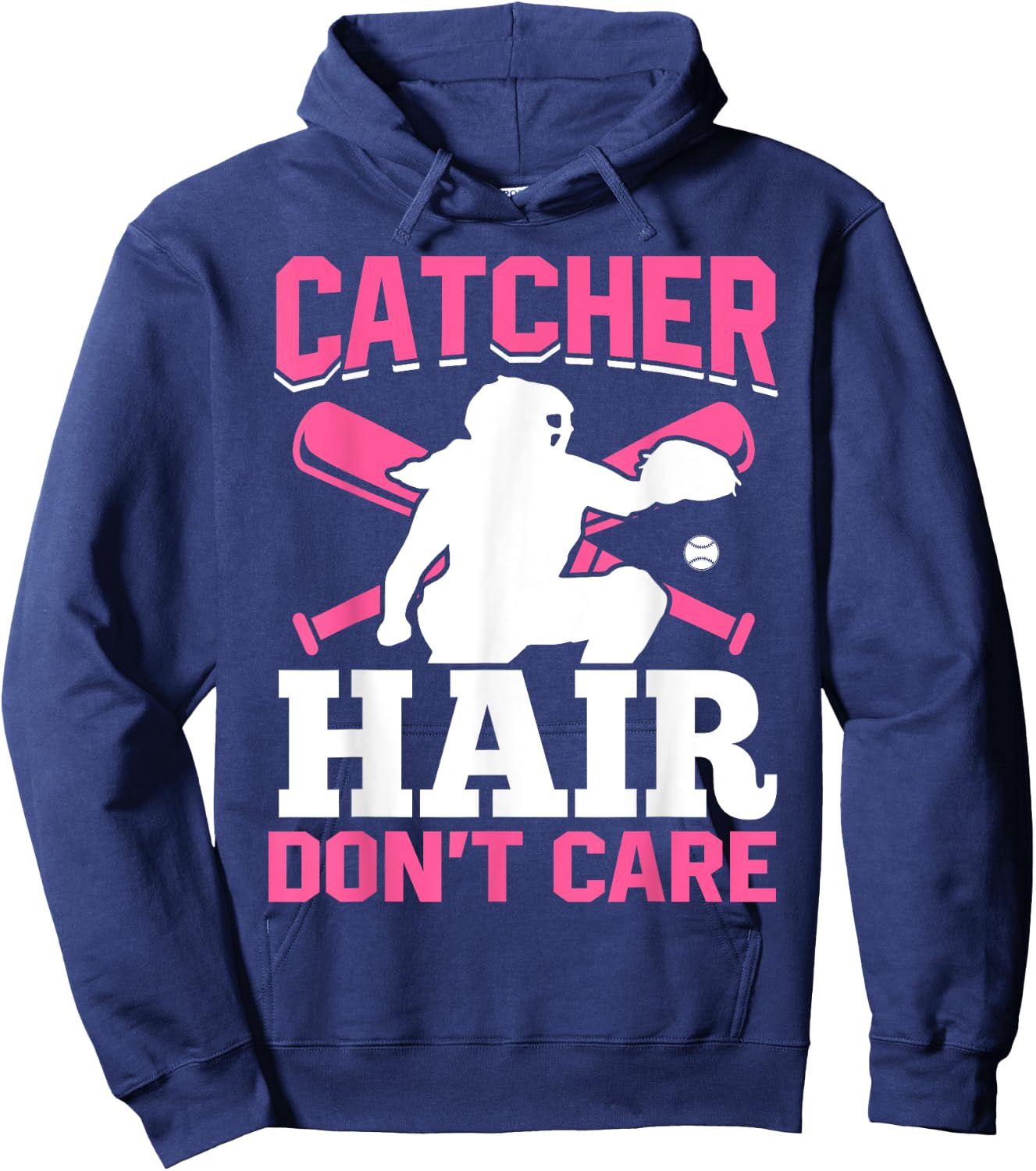 Catcher Hair Don't Care Softball Catcher Hair Hoodie - Hoodie | Navy
