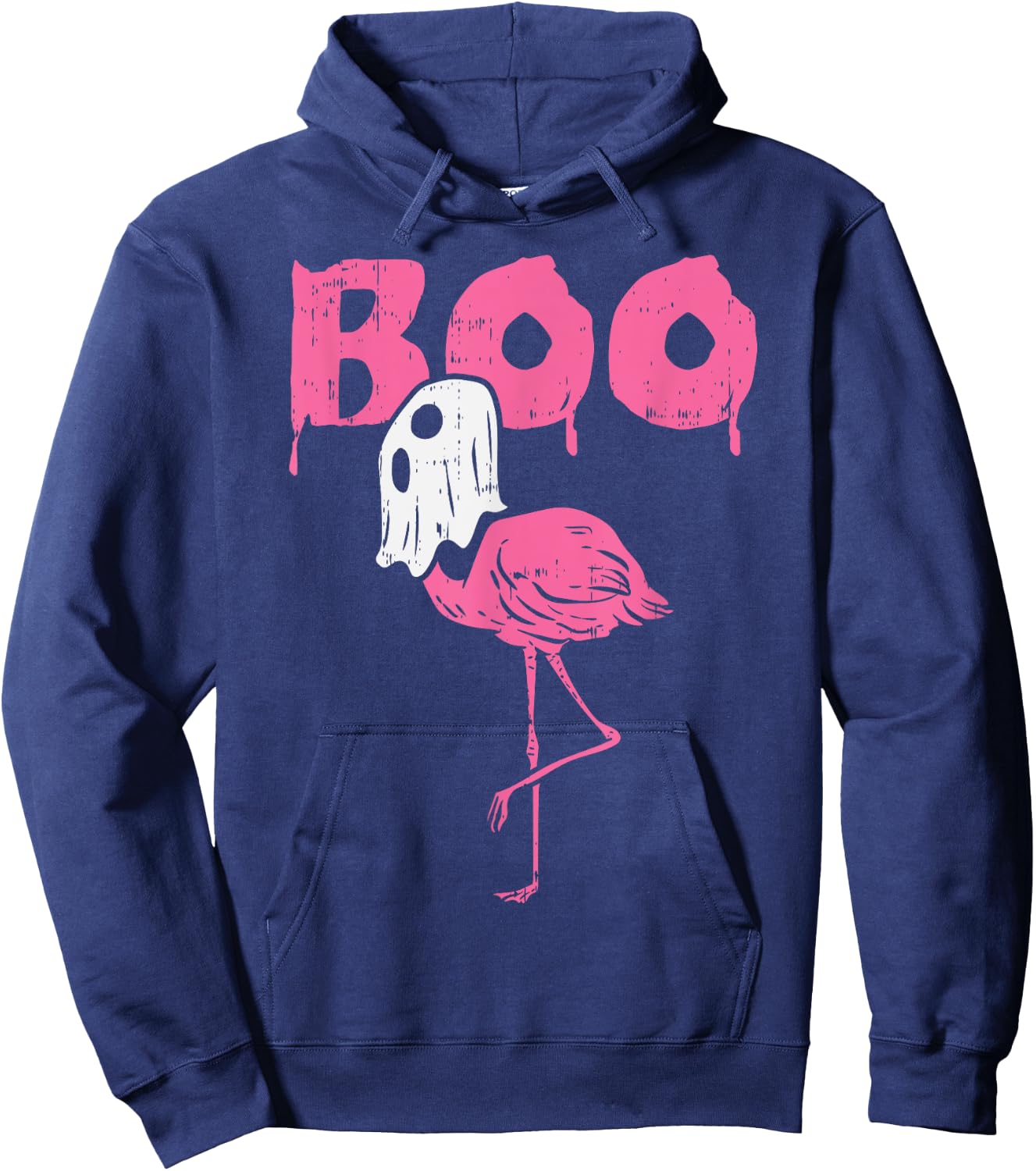Boo Flamingo Ghost Fun Halloween Animal Bird Men Women Gift Hoodie - Hoodie | Navy