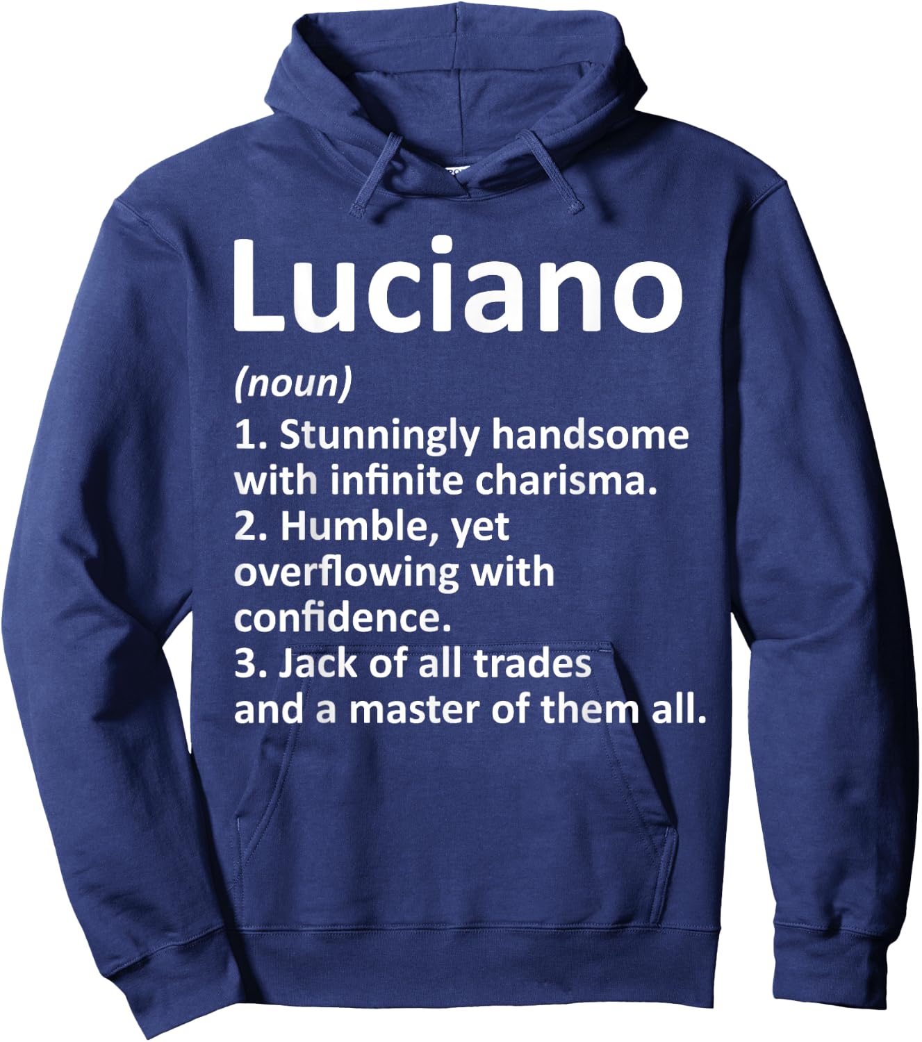 LUCIANO Definition Personalized Name Funny Birthday Gift Hoodie - Hoodie | Navy