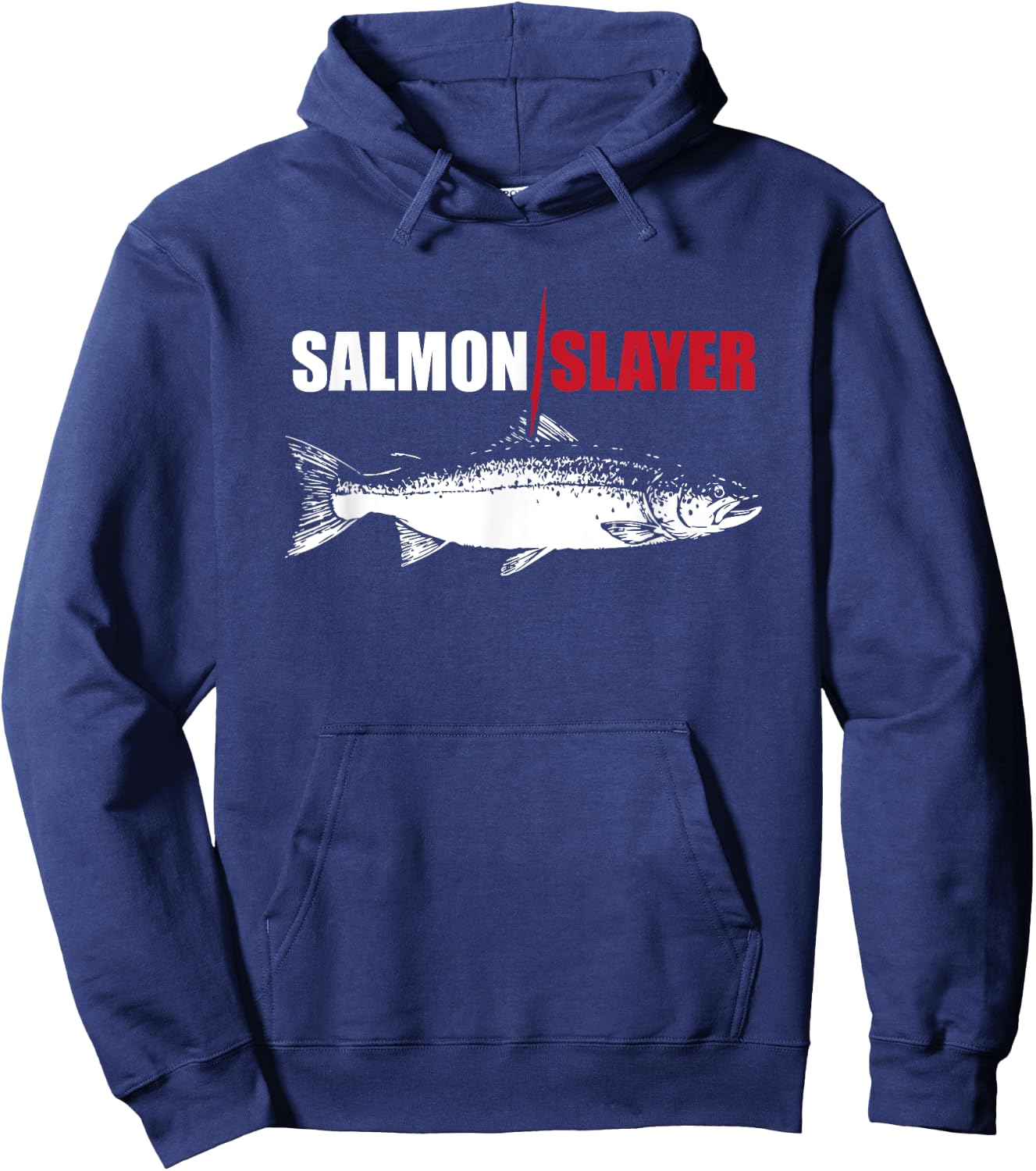Salmon Slayer Funny Salmon Fishing Gift Fisherman Hoodie - Hoodie | Navy