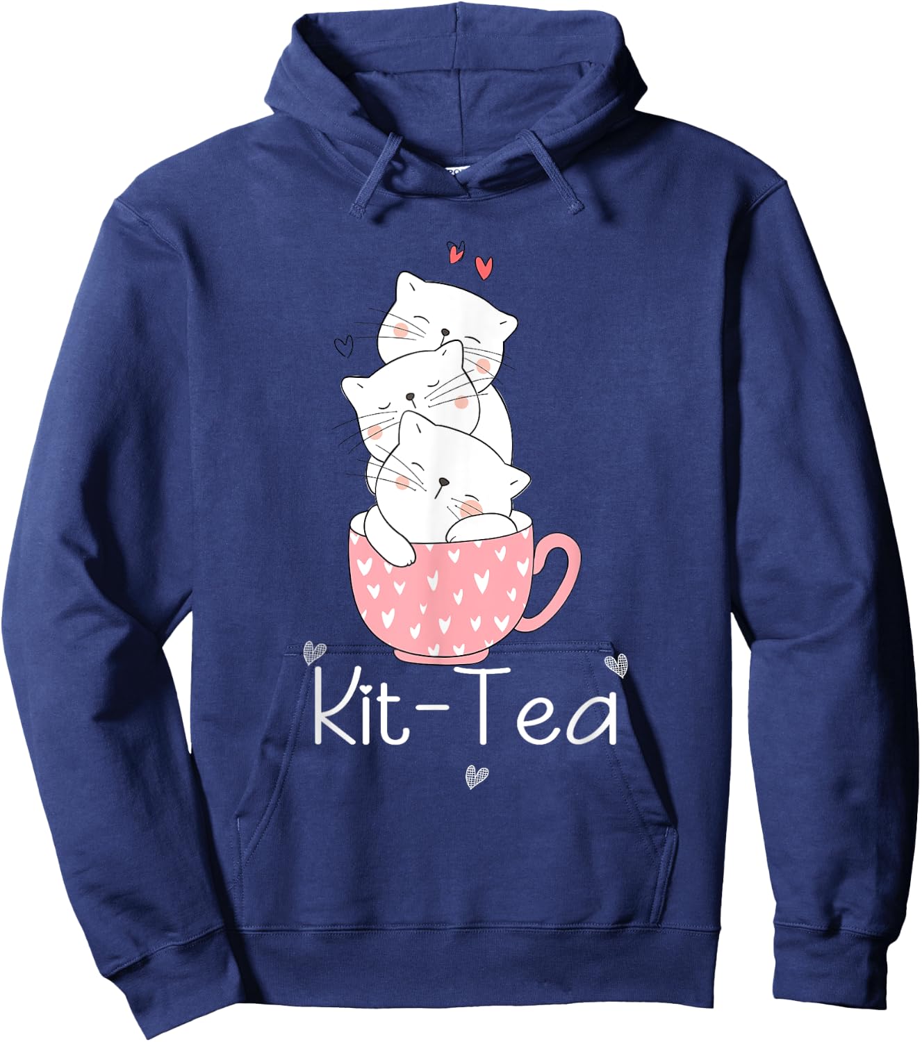 Kit Tea Gift Cat Lover Gift Funny Animal Love Cool Women Girls Kids Hoodie - Hoodie | Navy
