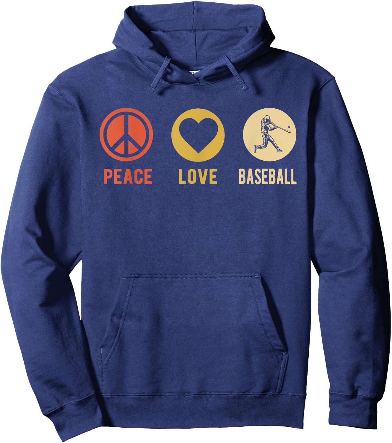 Vintage Peace Love Baseball sports lover Player gifts Hoodie - Hoodie | Navy