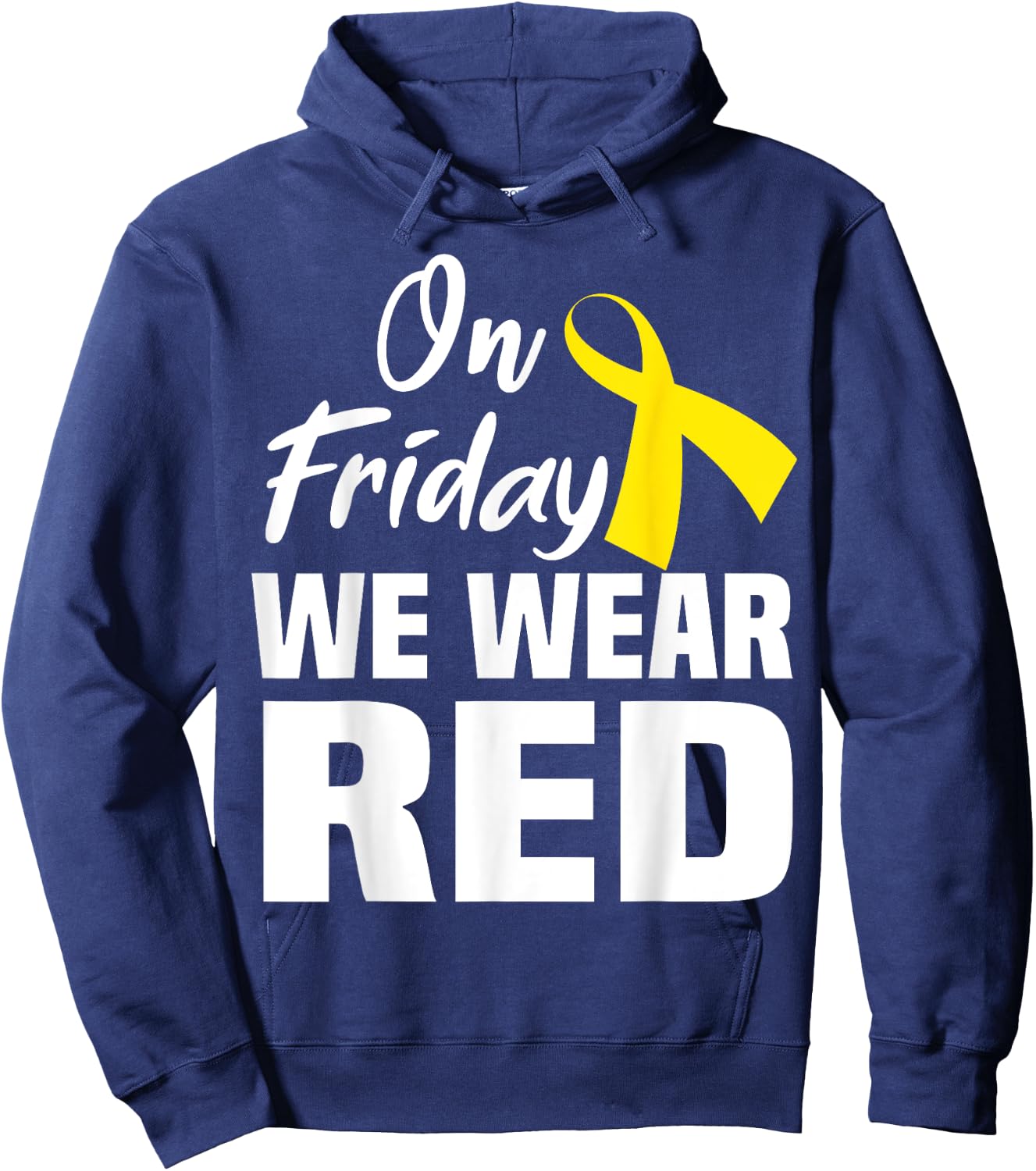 On Friday We Wear Red Support Deployed Sodier Yellow Ribbon Hoodie - Hoodie | Navy