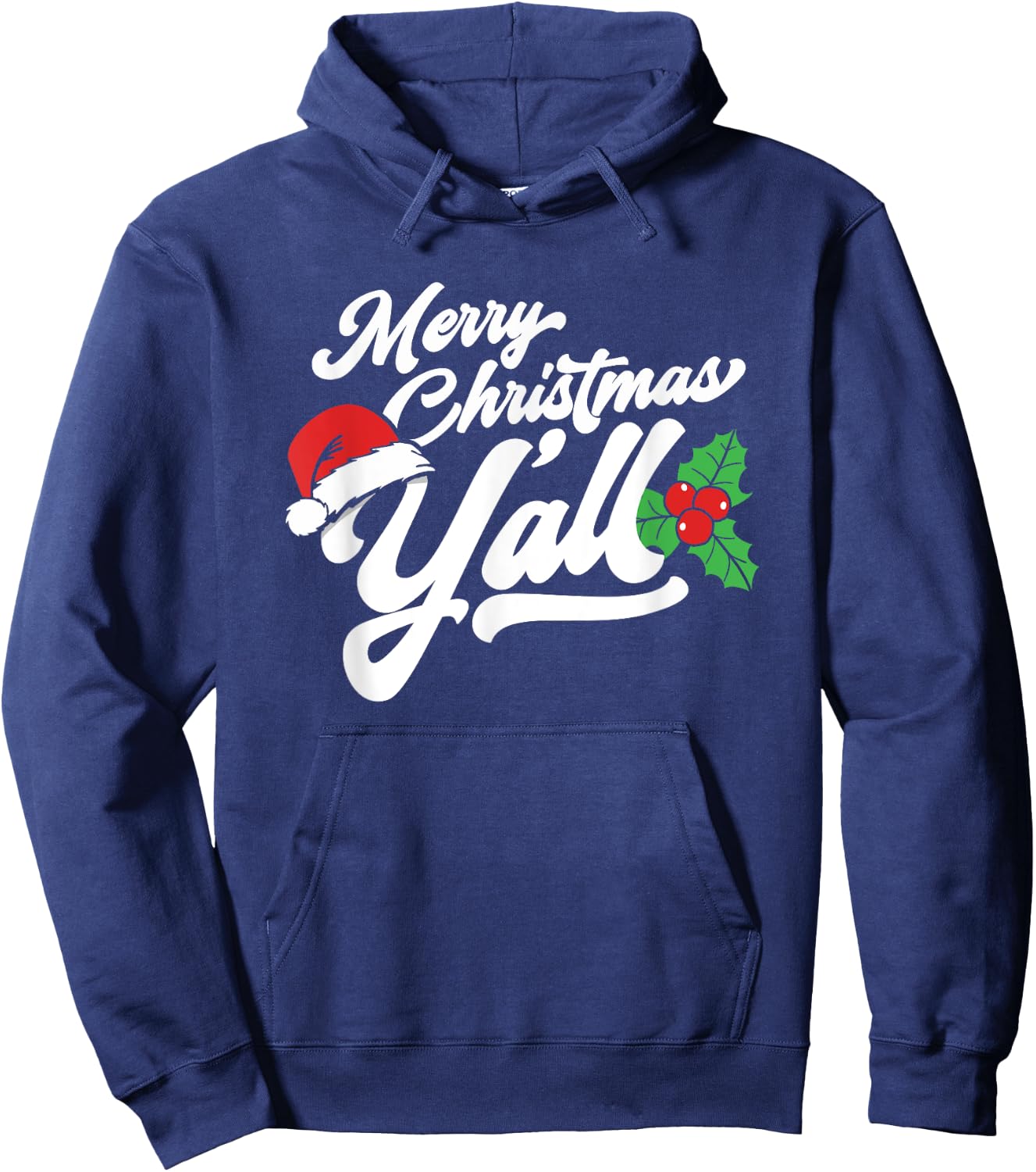 Merry Christmas, Y'all Funny Country Southern Holiday Hoodie - Hoodie | Navy
