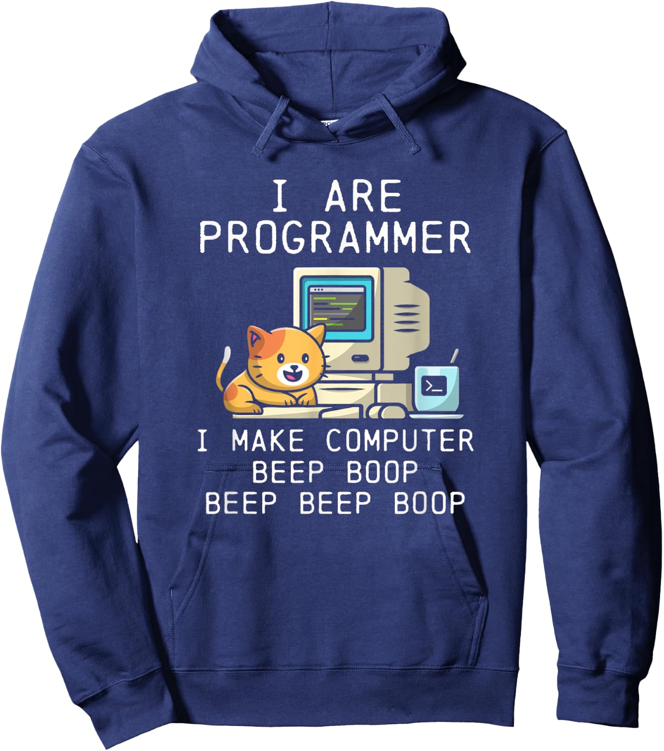Programmer Cat Beep Boop Coding Women Hoodie - Hoodie | Navy