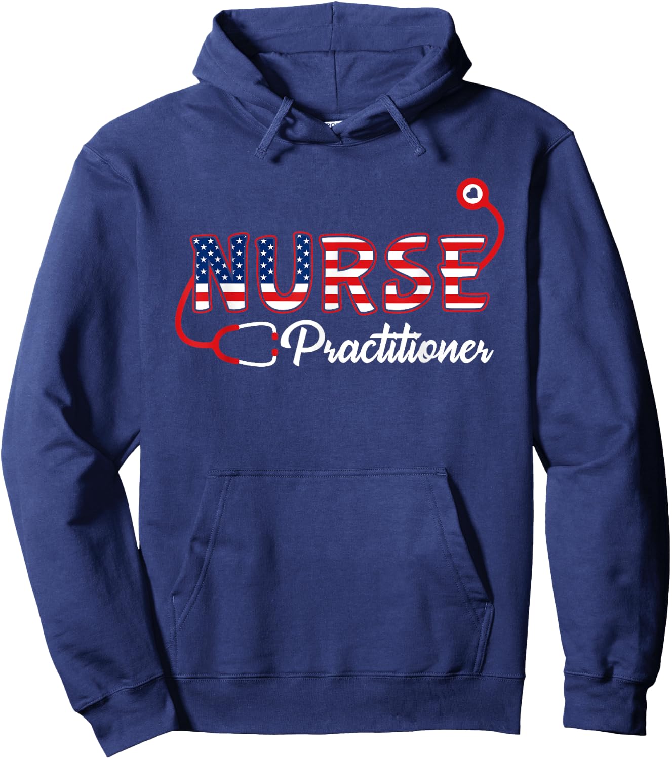 USA American flag Nurse Practitioner Stethoscope Patriotic Men Hoodie - Hoodie | Navy