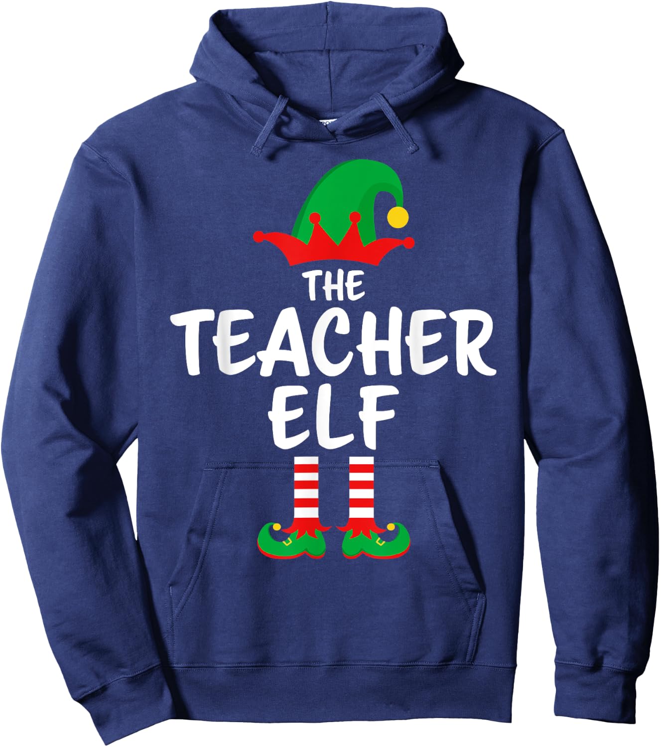 The Teacher Elf Matching Family Christmas Hoodie - Hoodie | Navy