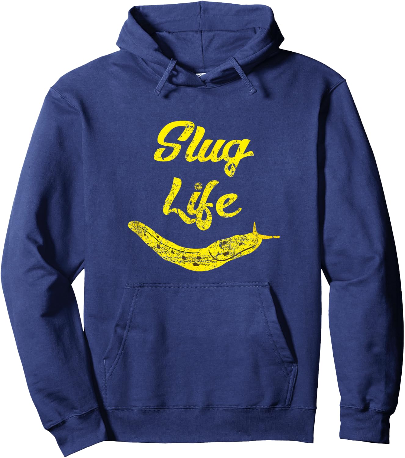 Slug Life Yellow Banana Slug Distressed Hoodie - Hoodie | Navy